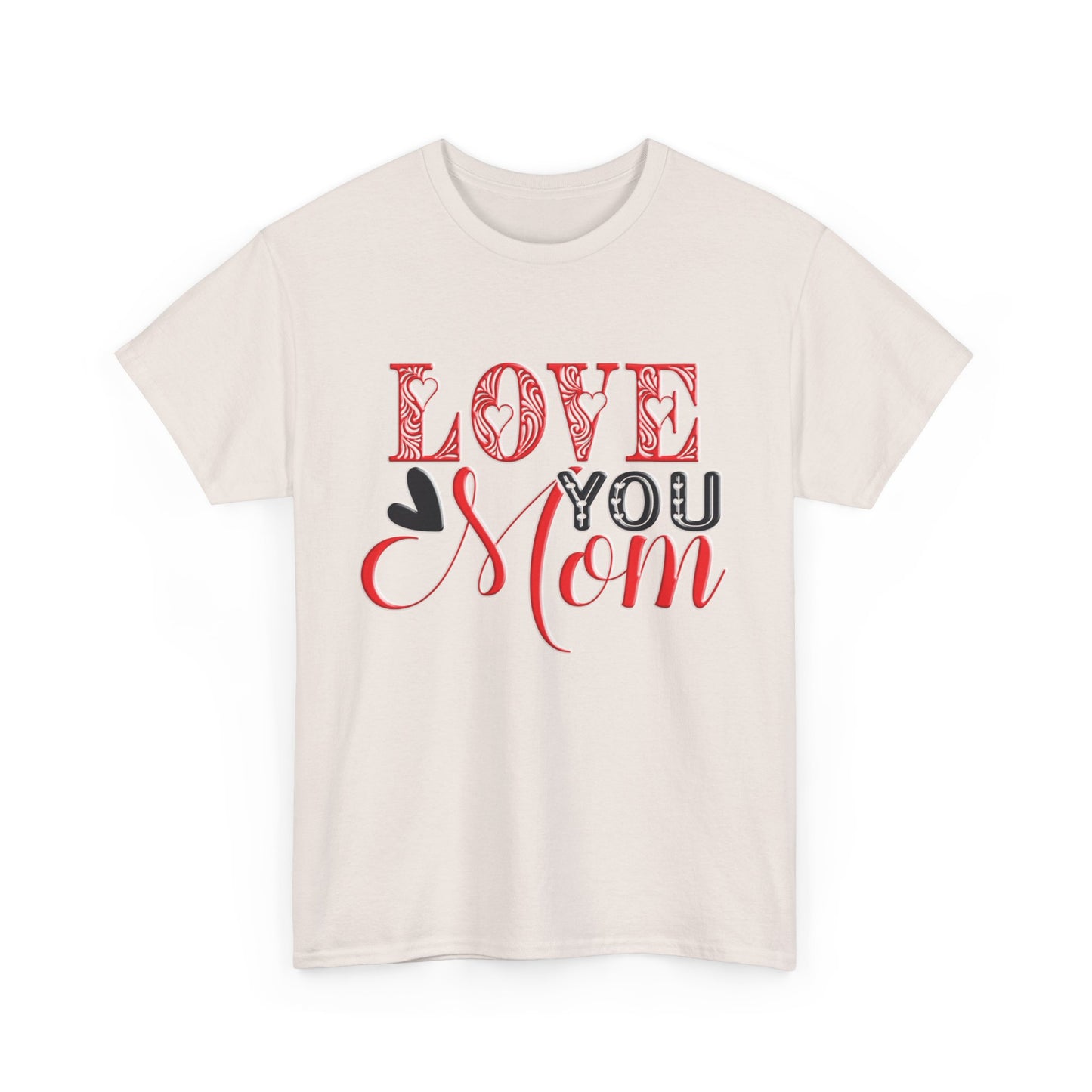 Love You Mom, Unisex Heavy Cotton Tee, Mother's Day, holiday, mother, graphic design, png