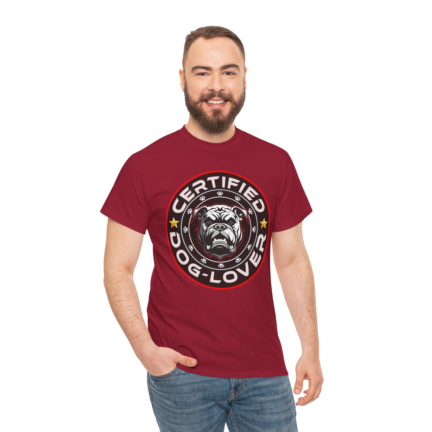 Certified Dog Lover, Unisex Heavy Cotton Tee, pets, animal care, bulldog, print design, png