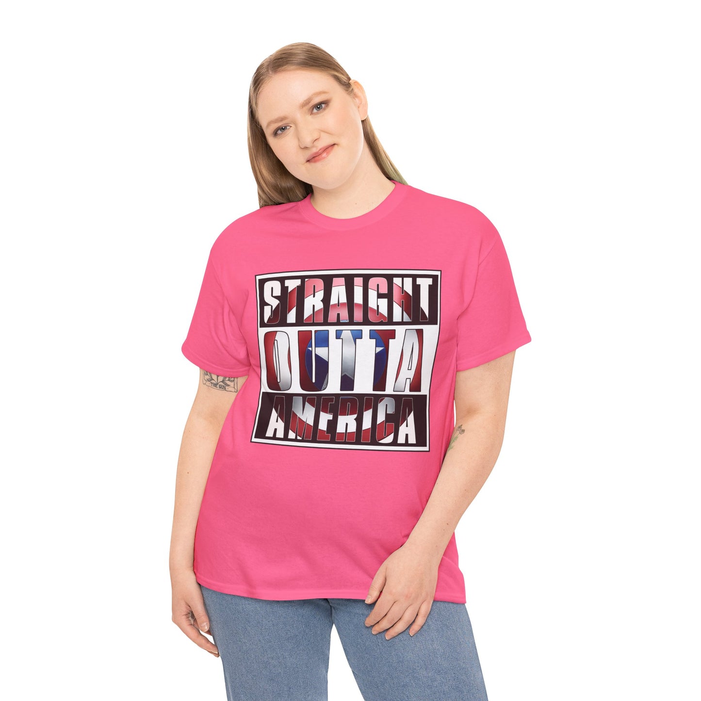 Straight Outta America, Captain America, Marvel, Unisex Heavy Cotton Tee, Graphic Design, t-shirt, t-shirts, png