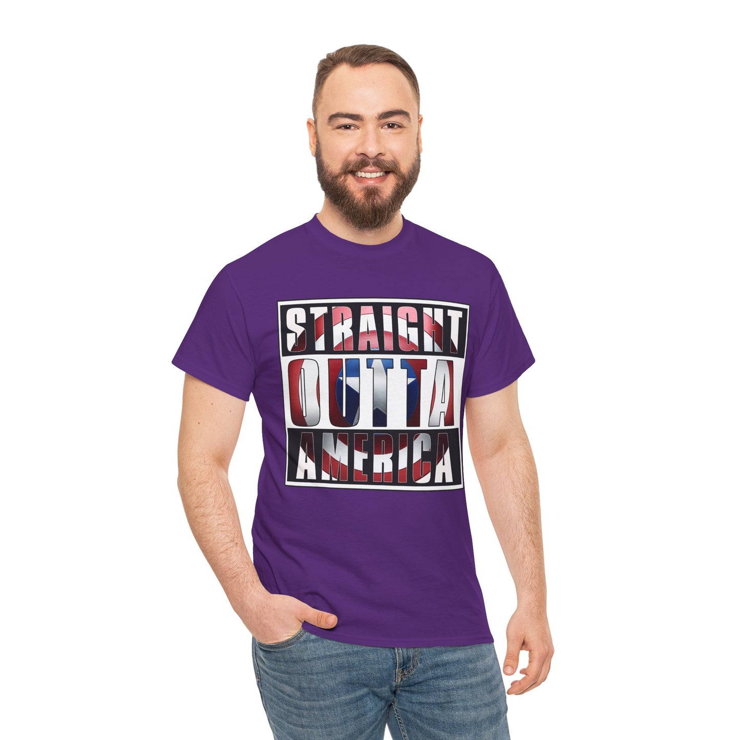 Straight Outta America, Captain America, Marvel, Unisex Heavy Cotton Tee, Graphic Design, t-shirt, t-shirts, png