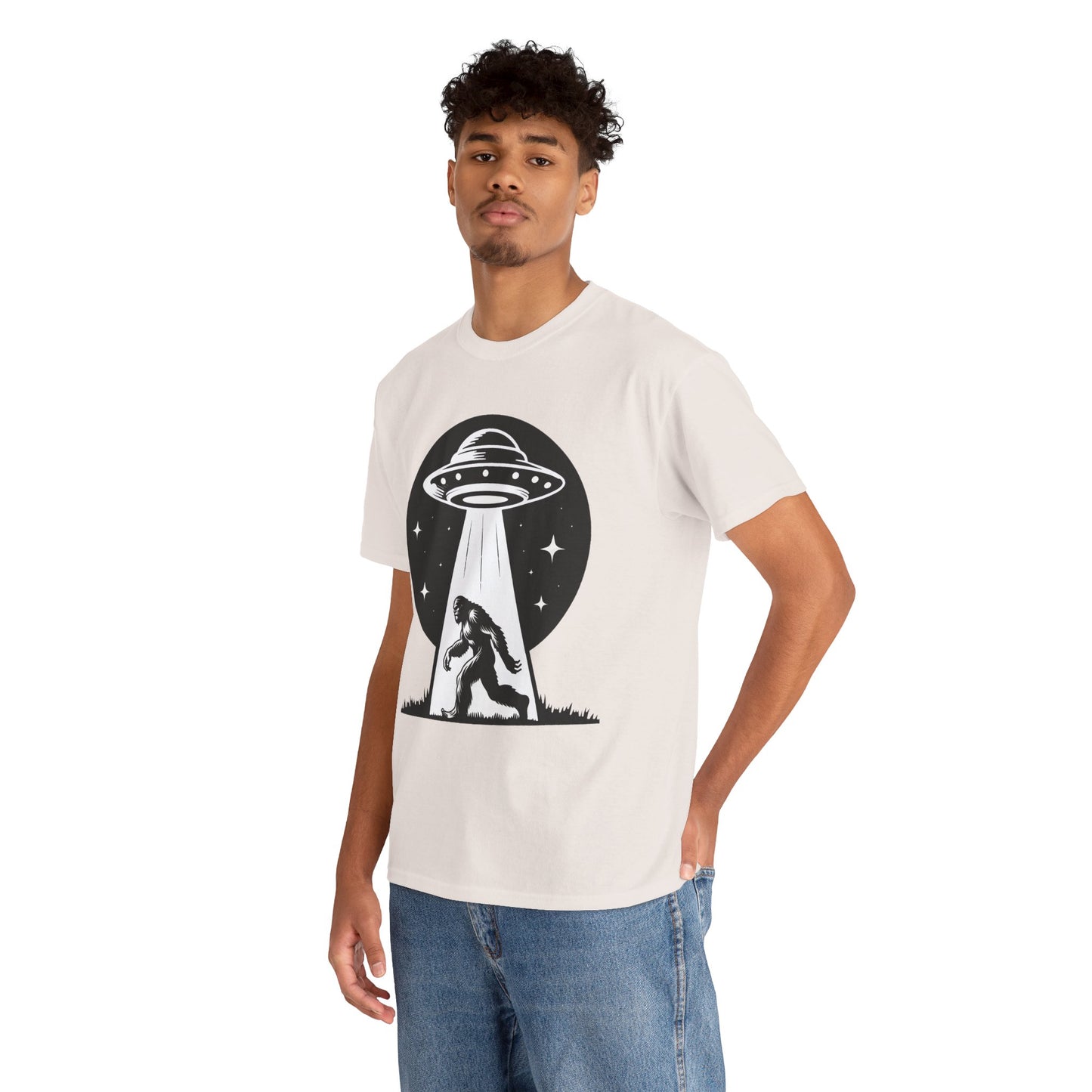 Beam Bigfoot up, UFO, Unisex Heavy Cotton Tee, Graphic Design, png