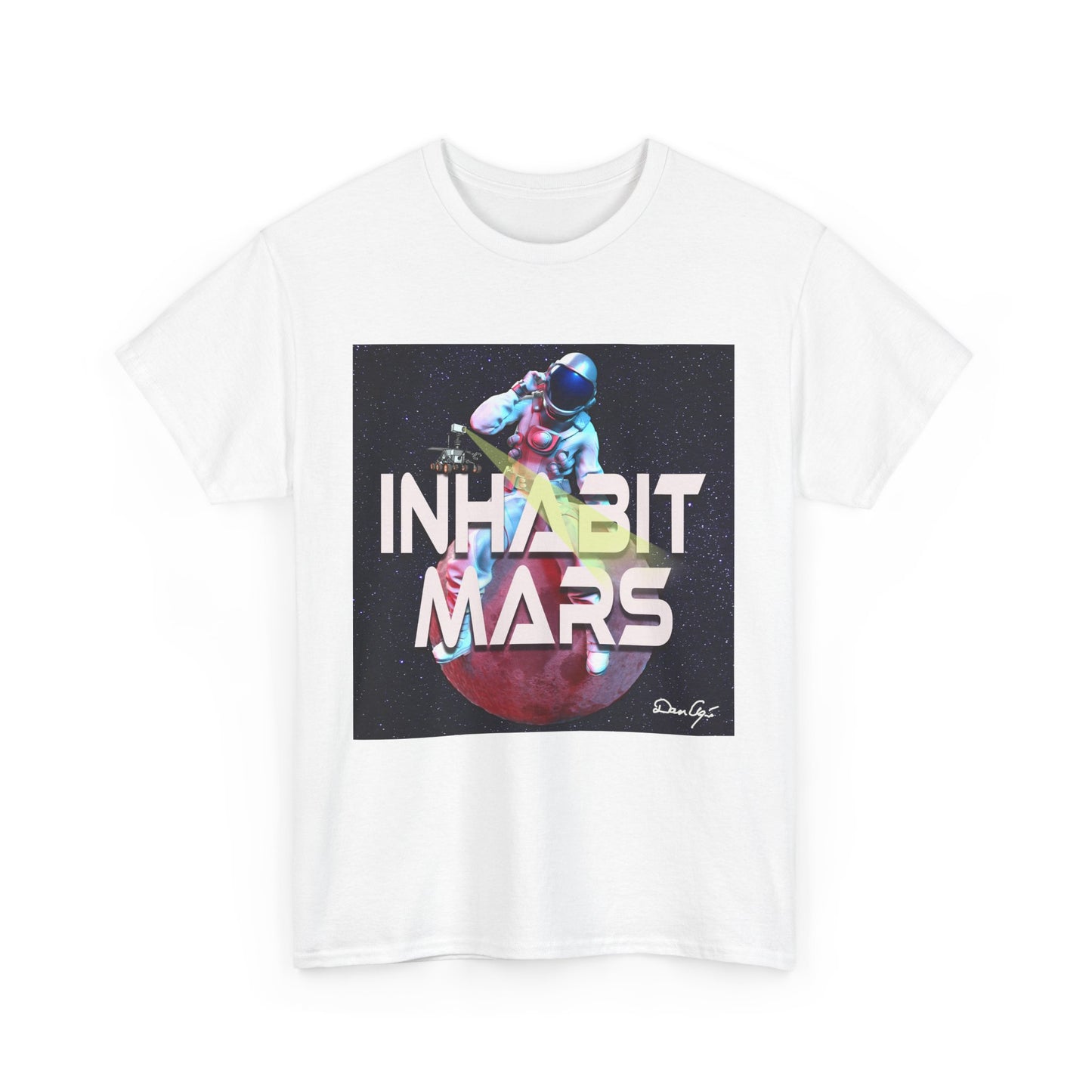 Inhabit Mars, Unisex Heavy Cotton Tee, Space, SpaceX, Universe, UFO, multiverse, graphic design, png