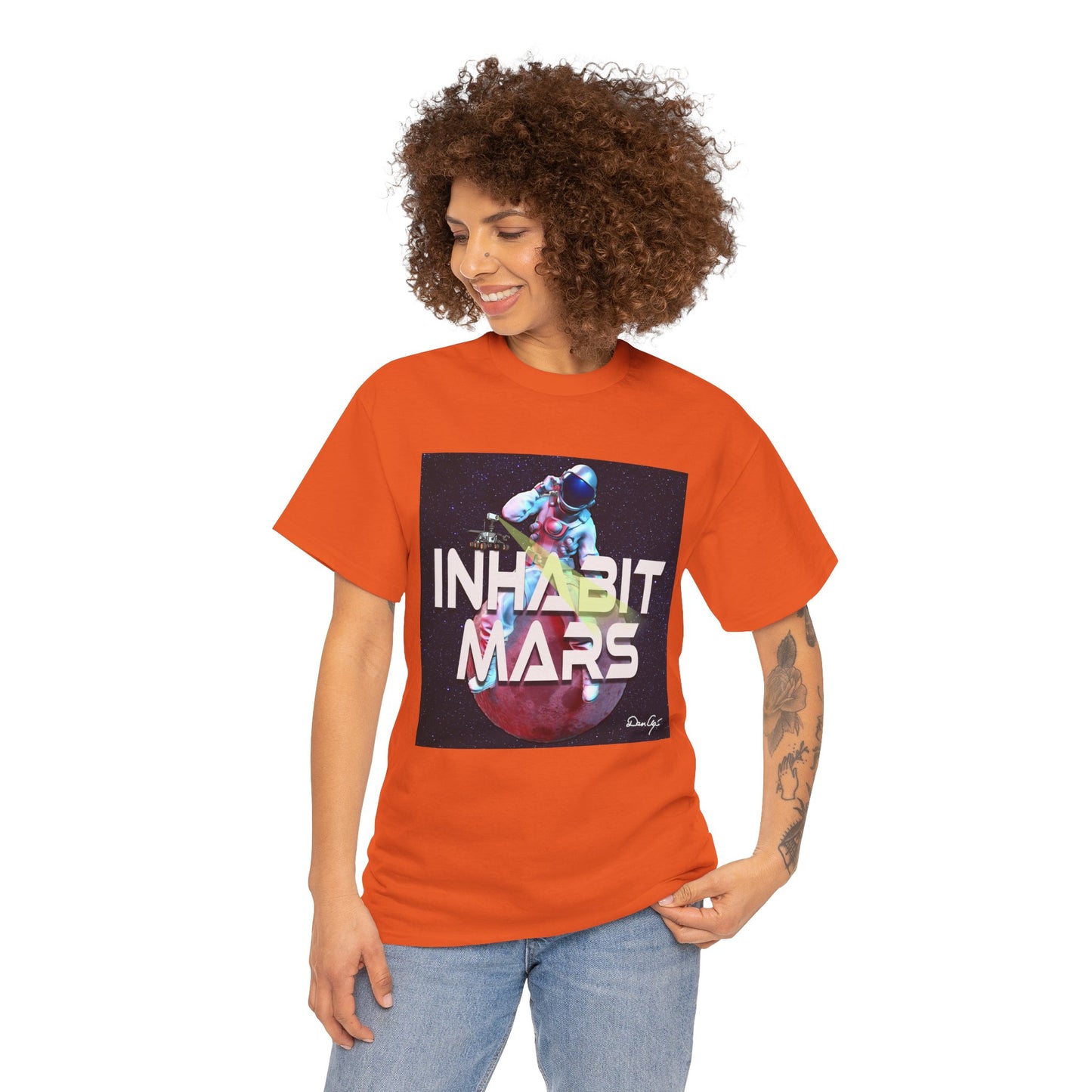 Inhabit Mars, Unisex Heavy Cotton Tee, Space, SpaceX, Universe, UFO, multiverse, graphic design, png