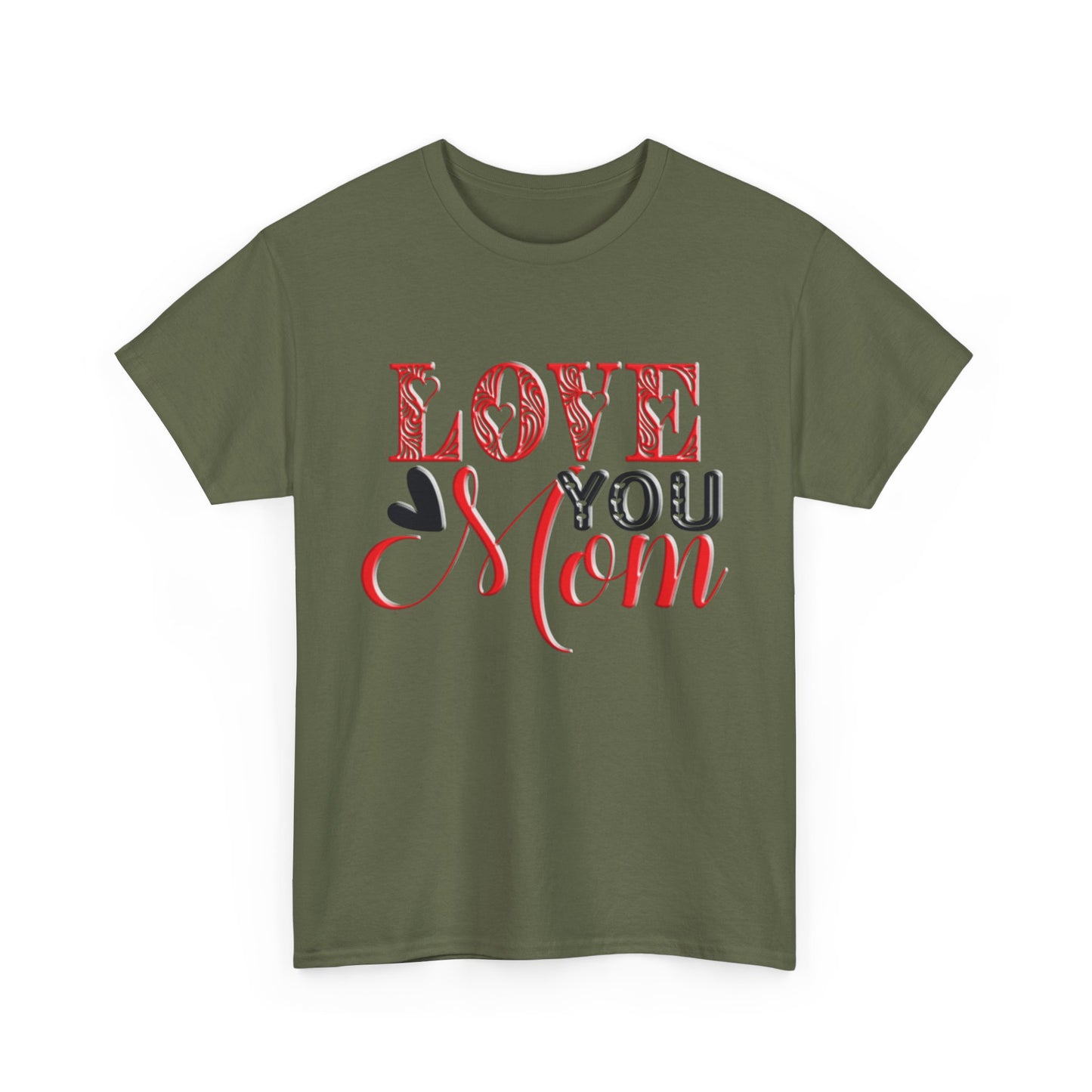 Love You Mom, Unisex Heavy Cotton Tee, Mother's Day, holiday, mother, graphic design, png