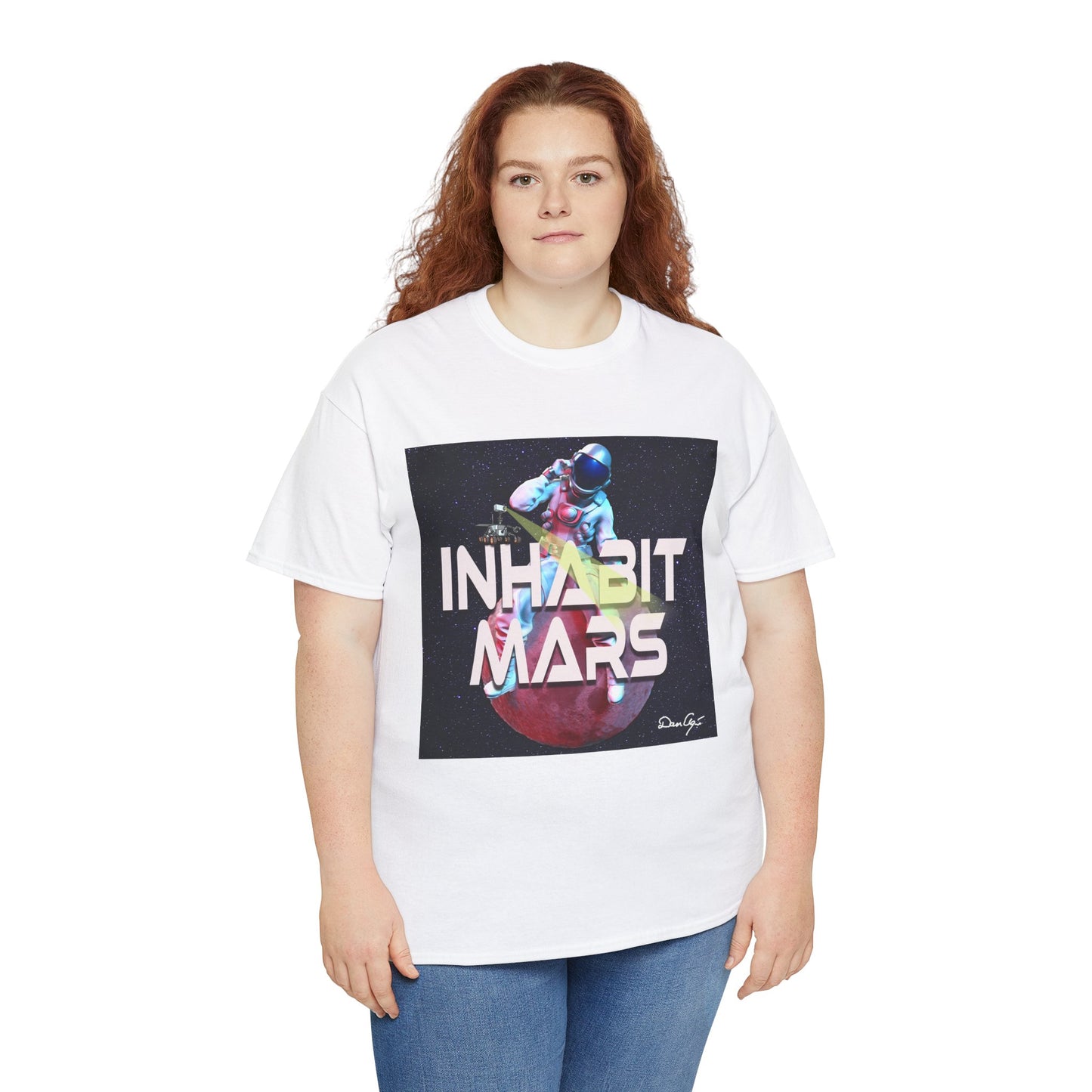 Inhabit Mars, Unisex Heavy Cotton Tee, Space, SpaceX, Universe, UFO, multiverse, graphic design, png