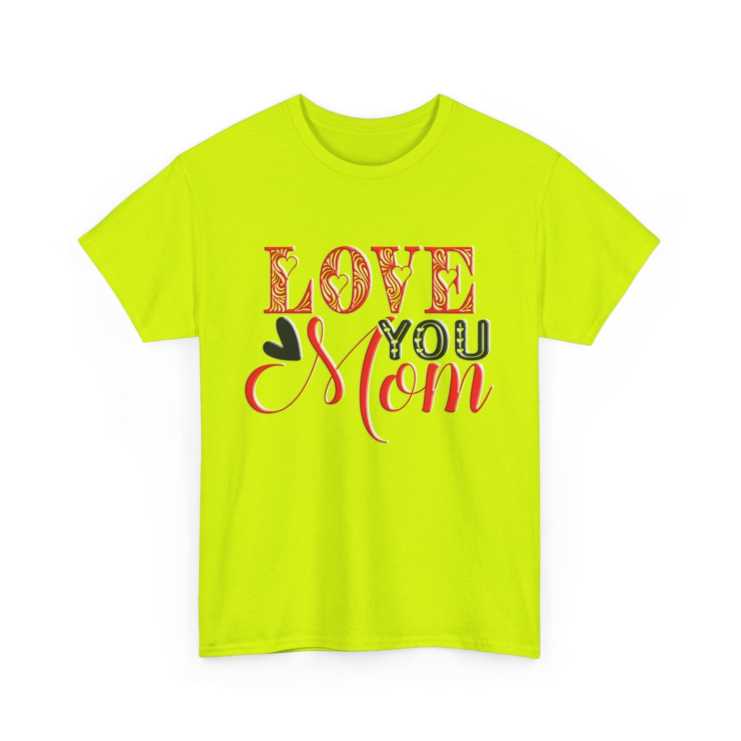 Love You Mom, Unisex Heavy Cotton Tee, Mother's Day, holiday, mother, graphic design, png