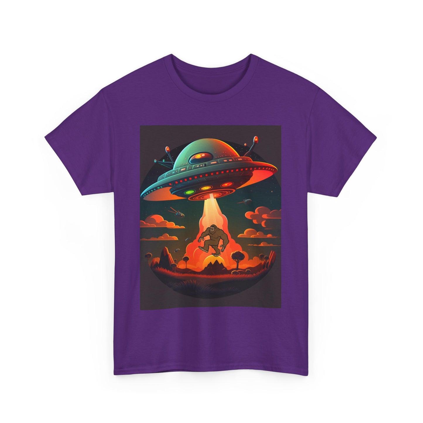 UFO, Bigfoot, Unisex Heavy Cotton Tee, graphic design, t-shirt, t-shirts, tshirts, png