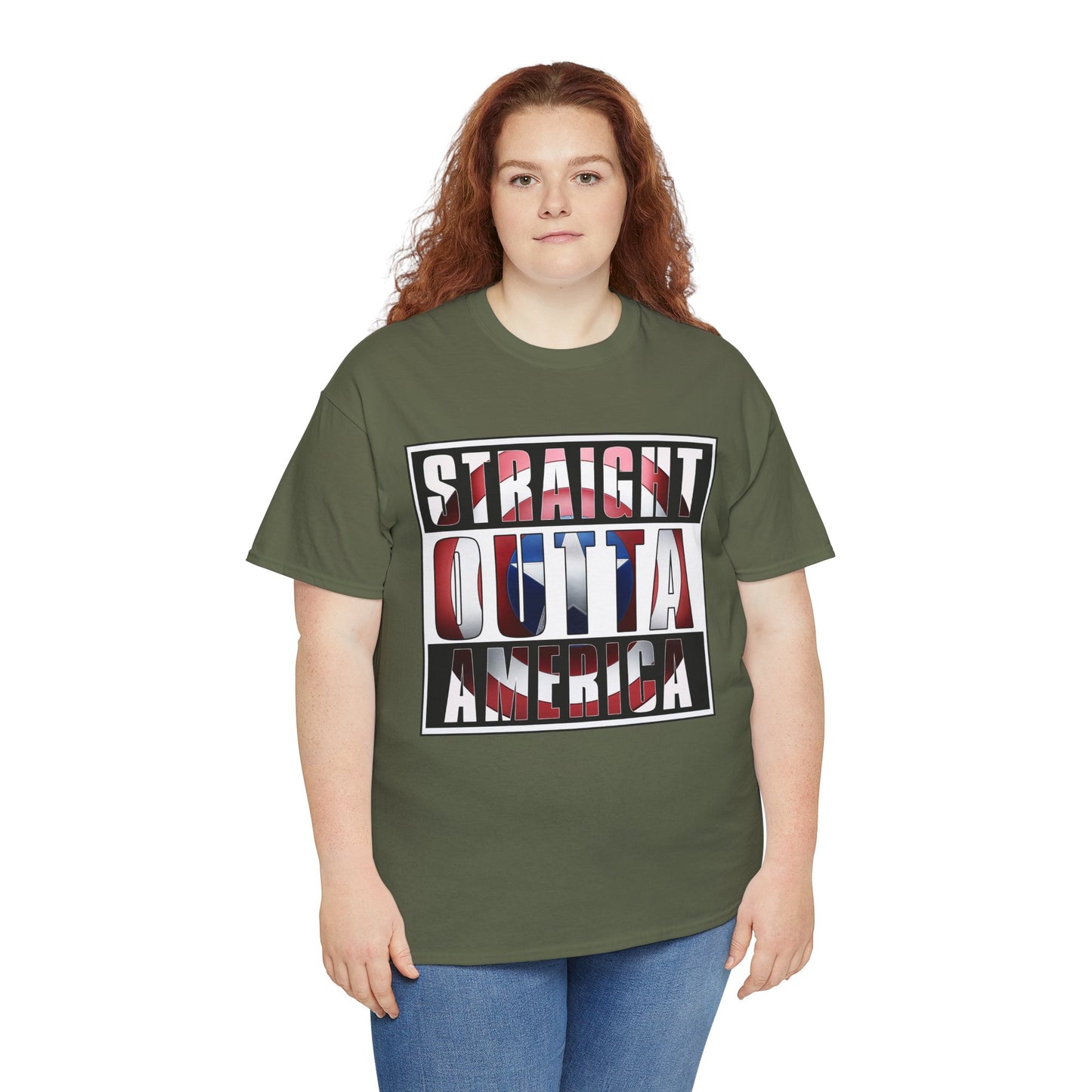 Straight Outta America, Captain America, Marvel, Unisex Heavy Cotton Tee, Graphic Design, t-shirt, t-shirts, png