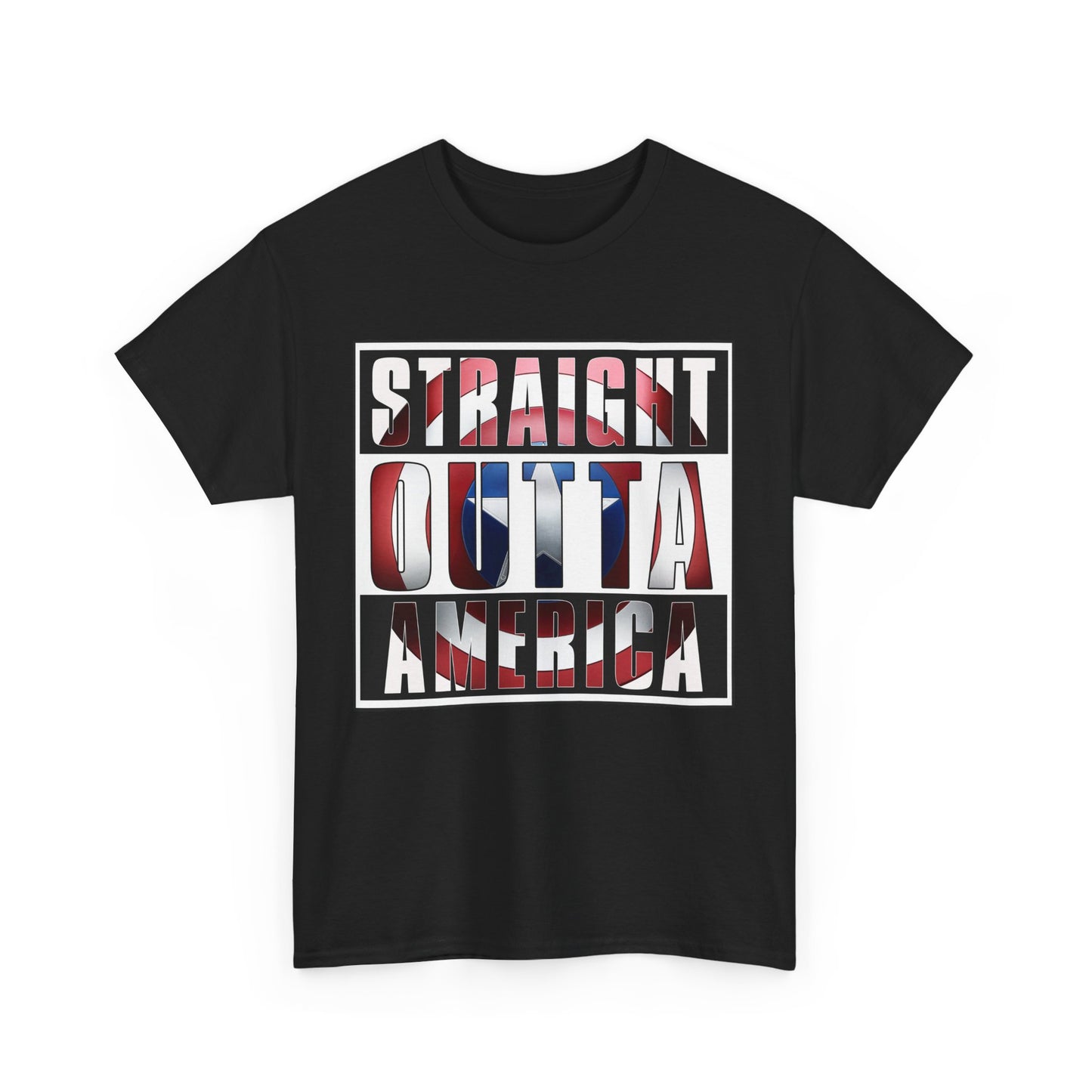 Straight Outta America, Captain America, Marvel, Unisex Heavy Cotton Tee, Graphic Design, t-shirt, t-shirts, png