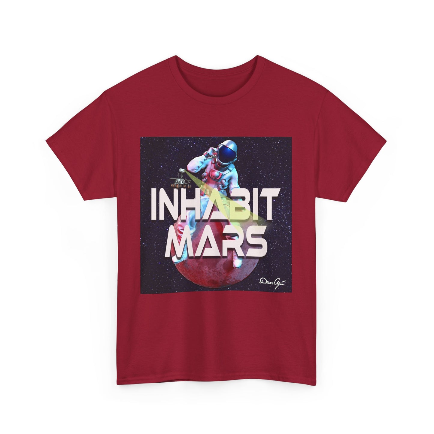 Inhabit Mars, Unisex Heavy Cotton Tee, Space, SpaceX, Universe, UFO, multiverse, graphic design, png