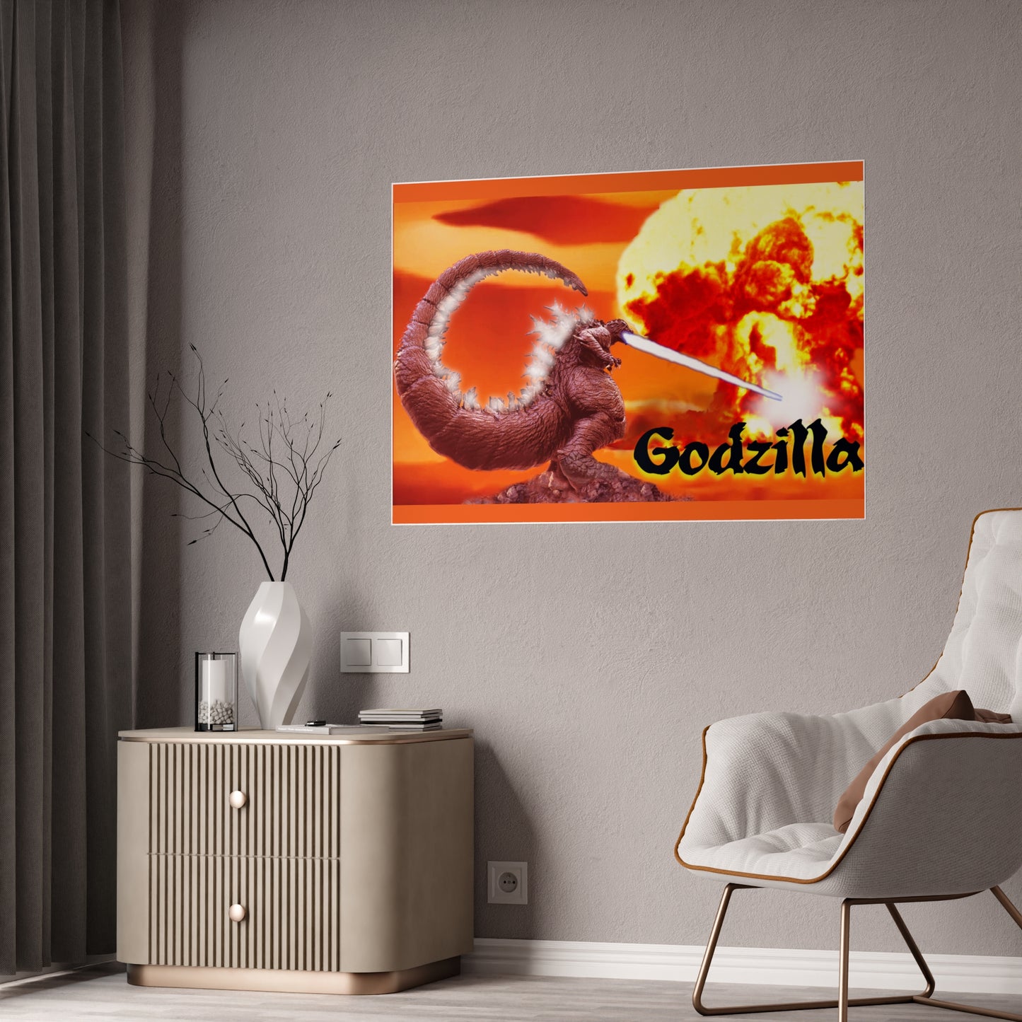 Nuclear Godzilla, Gloss Posters, Monsters, graphic design, posters, png