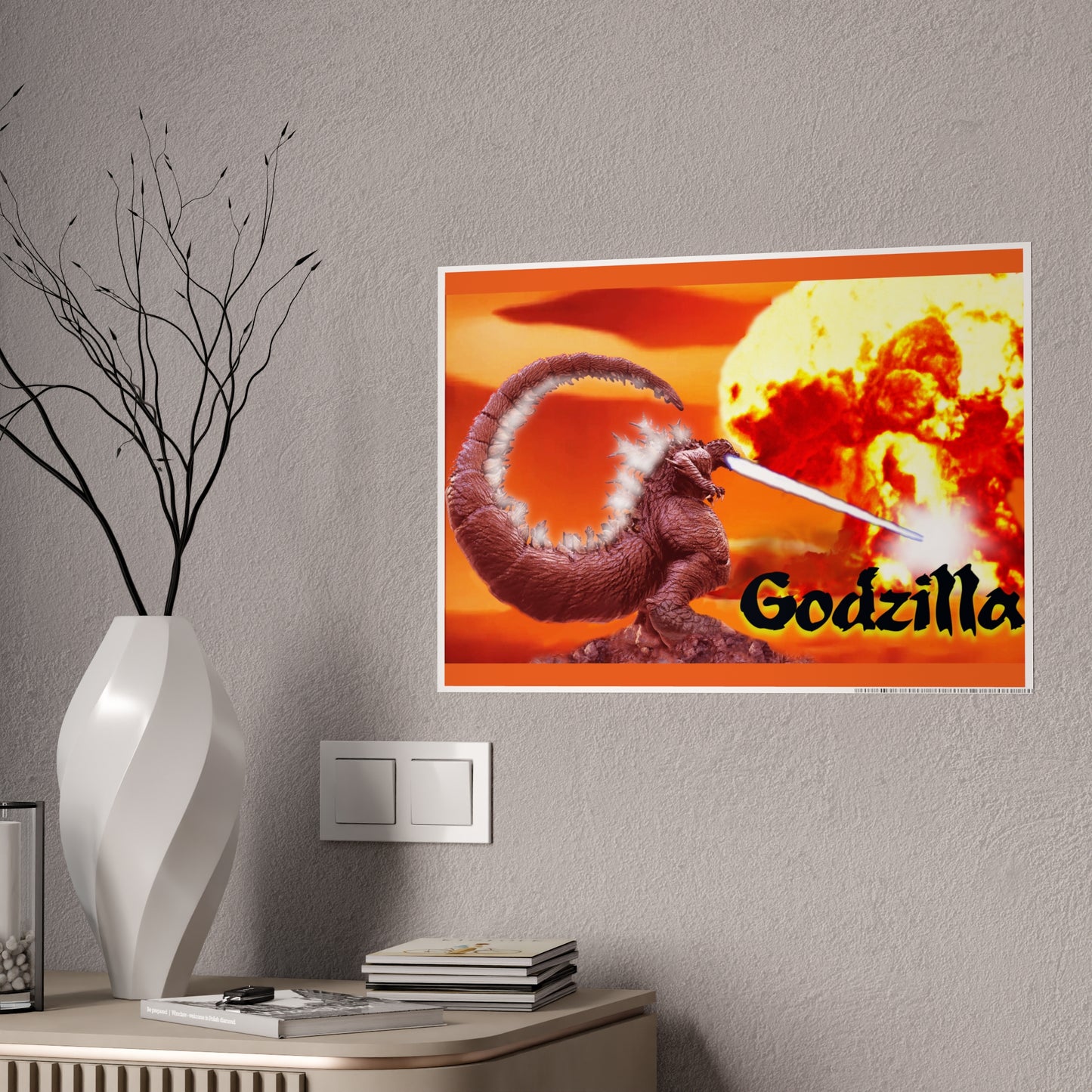 Nuclear Godzilla, Gloss Posters, Monsters, graphic design, posters, png