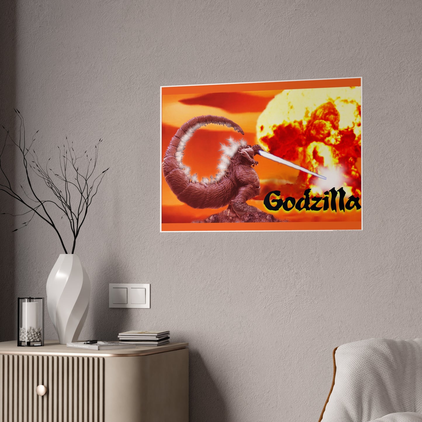 Nuclear Godzilla, Gloss Posters, Monsters, graphic design, posters, png