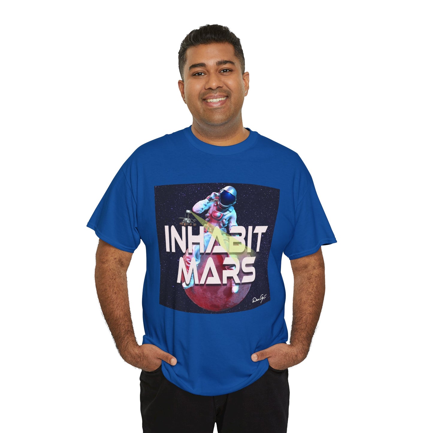 Inhabit Mars, Unisex Heavy Cotton Tee, Space, SpaceX, Universe, UFO, multiverse, graphic design, png