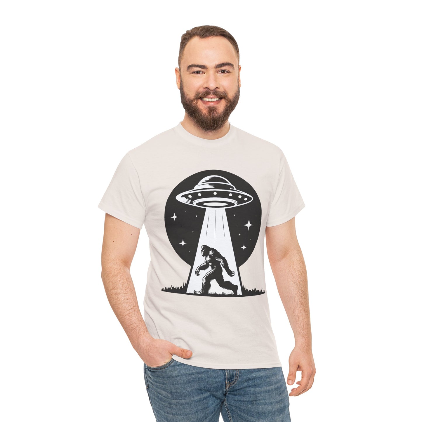 Beam Bigfoot up, UFO, Unisex Heavy Cotton Tee, Graphic Design, png