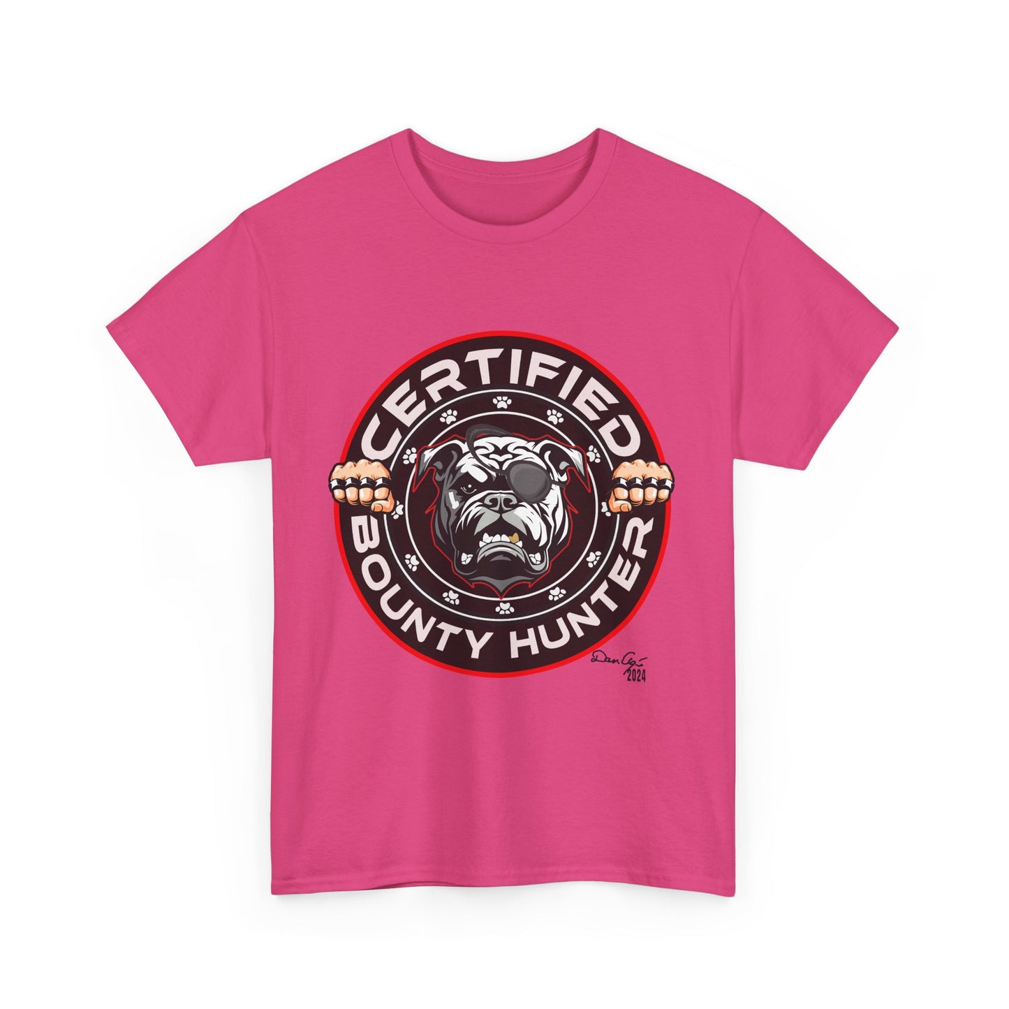 Certified Bounty Hunter, Unisex Heavy Cotton Tee, comedy, bulldog, print design, png