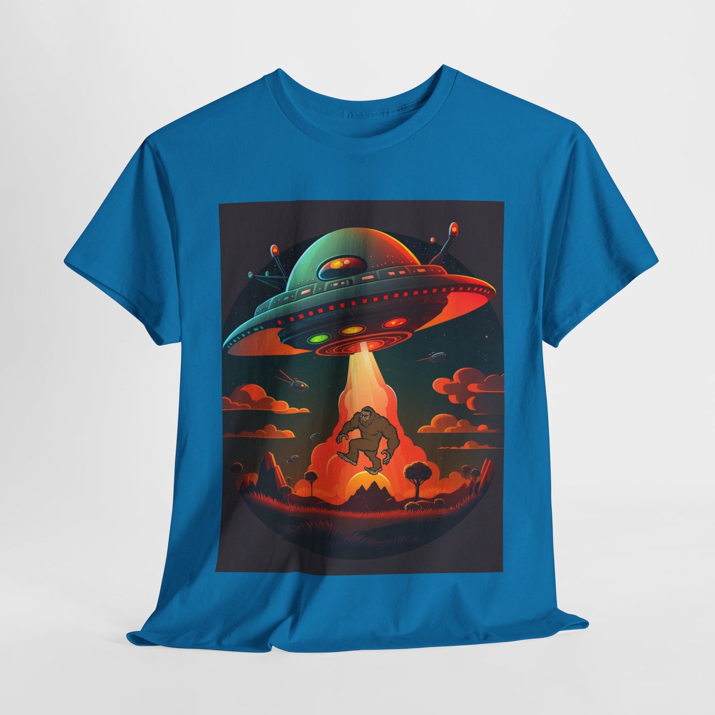 UFO, Bigfoot, Unisex Heavy Cotton Tee, graphic design, t-shirt, t-shirts, tshirts, png