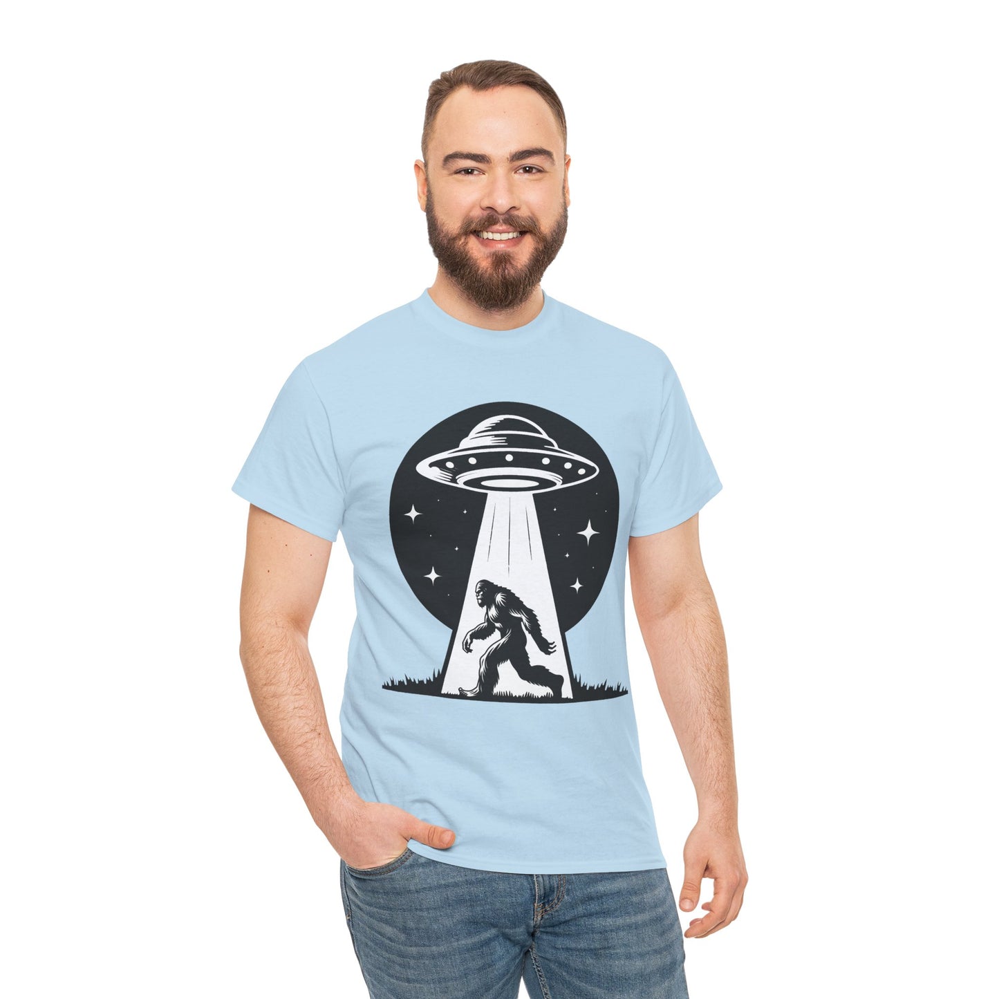 Beam Bigfoot up, UFO, Unisex Heavy Cotton Tee, Graphic Design, png