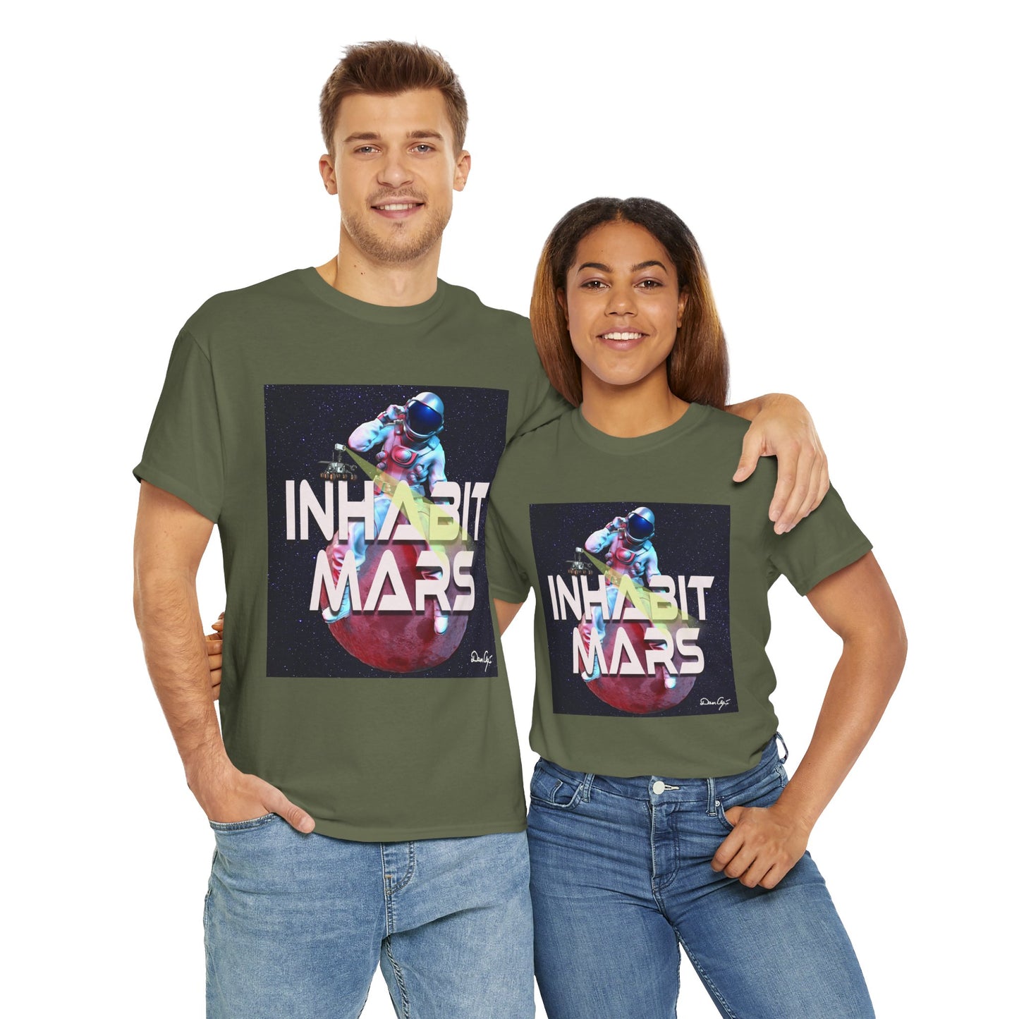 Inhabit Mars, Unisex Heavy Cotton Tee, Space, SpaceX, Universe, UFO, multiverse, graphic design, png