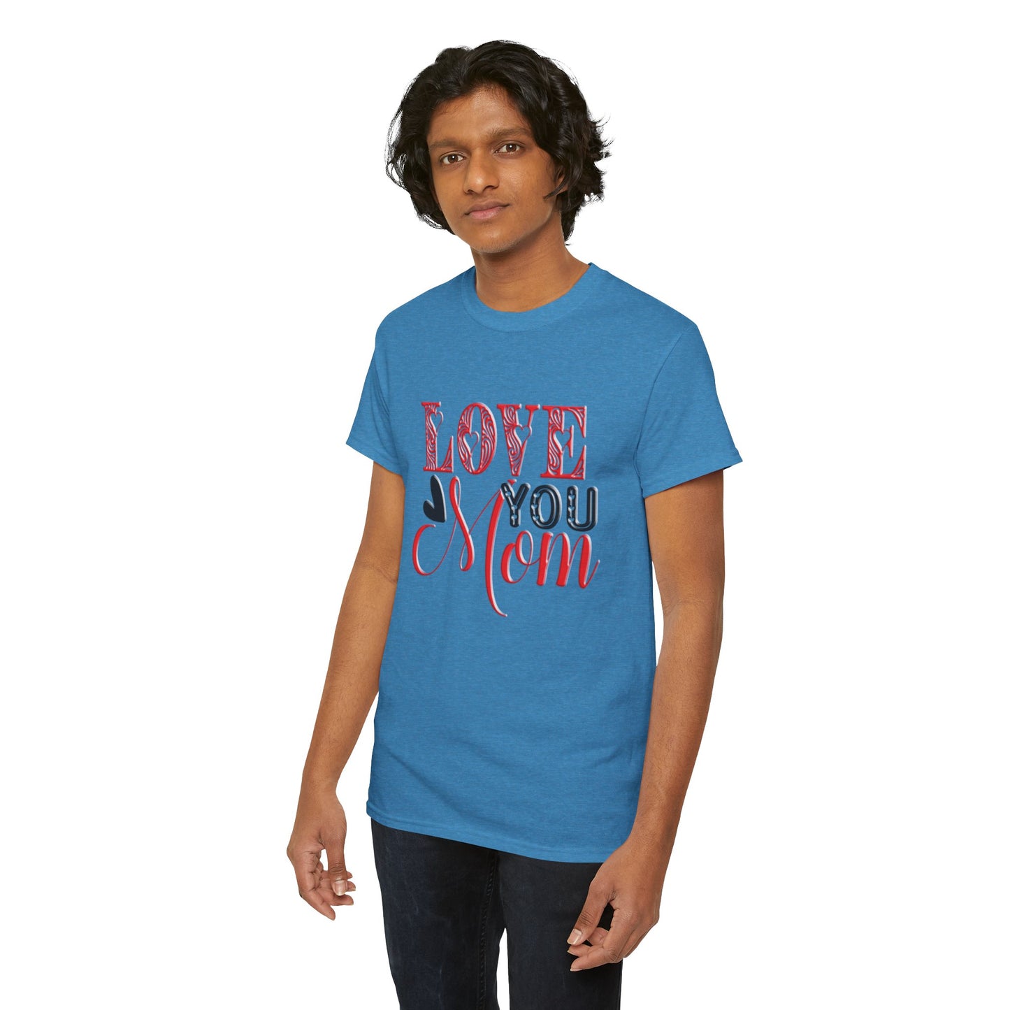 Love You Mom, Unisex Heavy Cotton Tee, Mother's Day, holiday, mother, graphic design, png