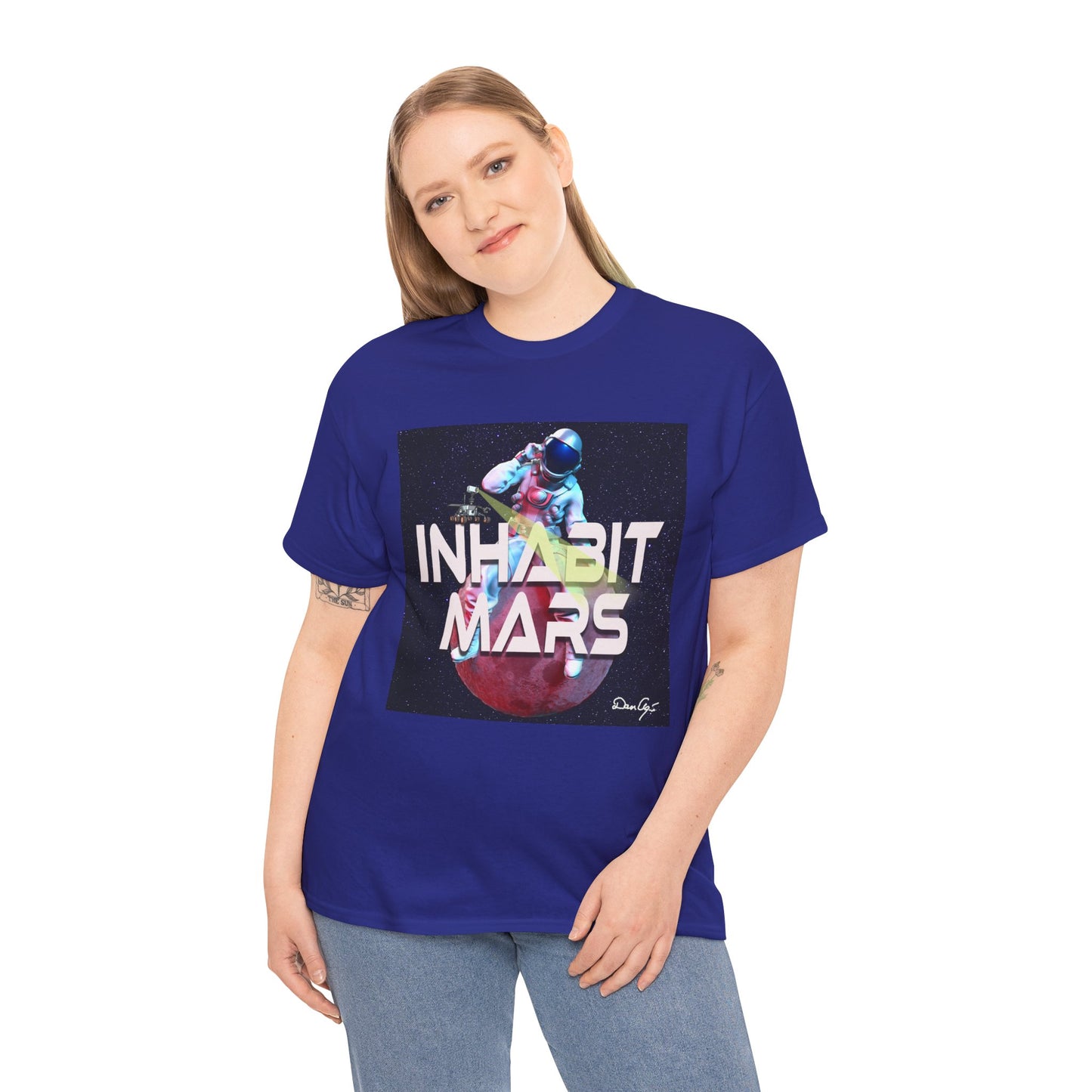 Inhabit Mars, Unisex Heavy Cotton Tee, Space, SpaceX, Universe, UFO, multiverse, graphic design, png