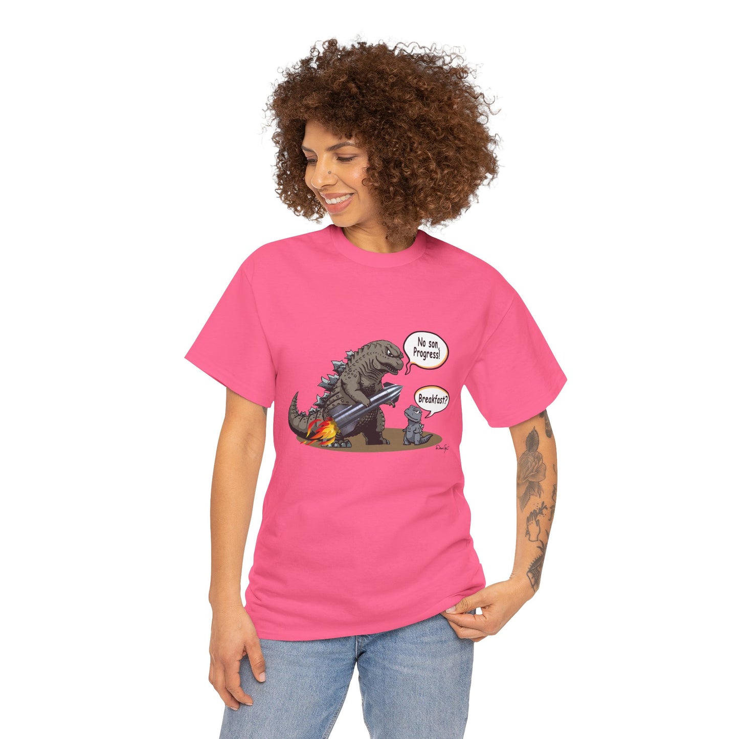 Godzilla, Son and SpaceX, Unisex Heavy Cotton Tee, print design, t-shirt, t-shirts, t-shirts, png, funny, cartoons, tee