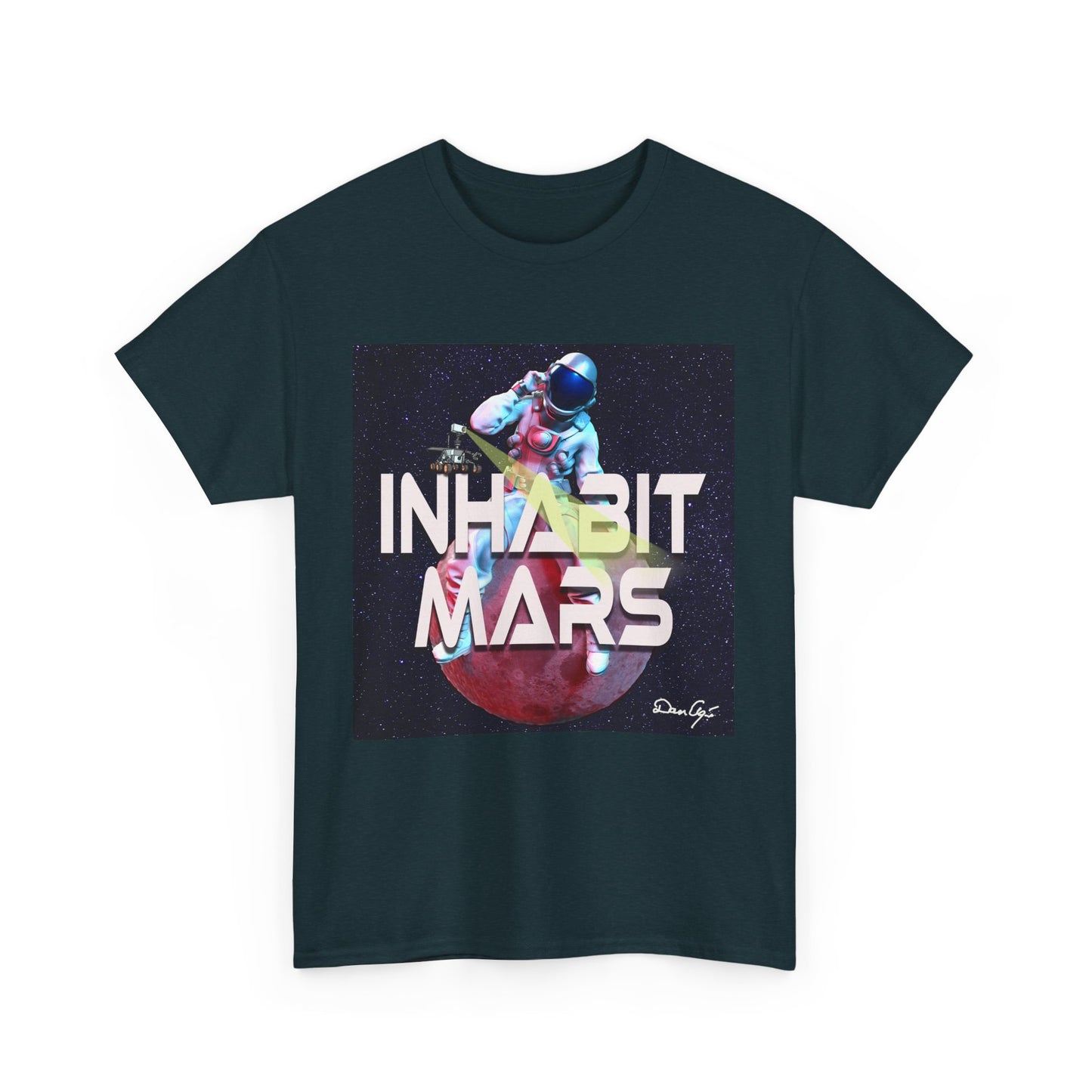 Inhabit Mars, Unisex Heavy Cotton Tee, Space, SpaceX, Universe, UFO, multiverse, graphic design, png