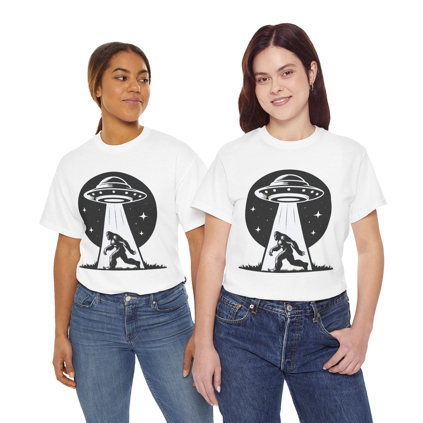 Beam Bigfoot up, UFO, Unisex Heavy Cotton Tee, Graphic Design, png