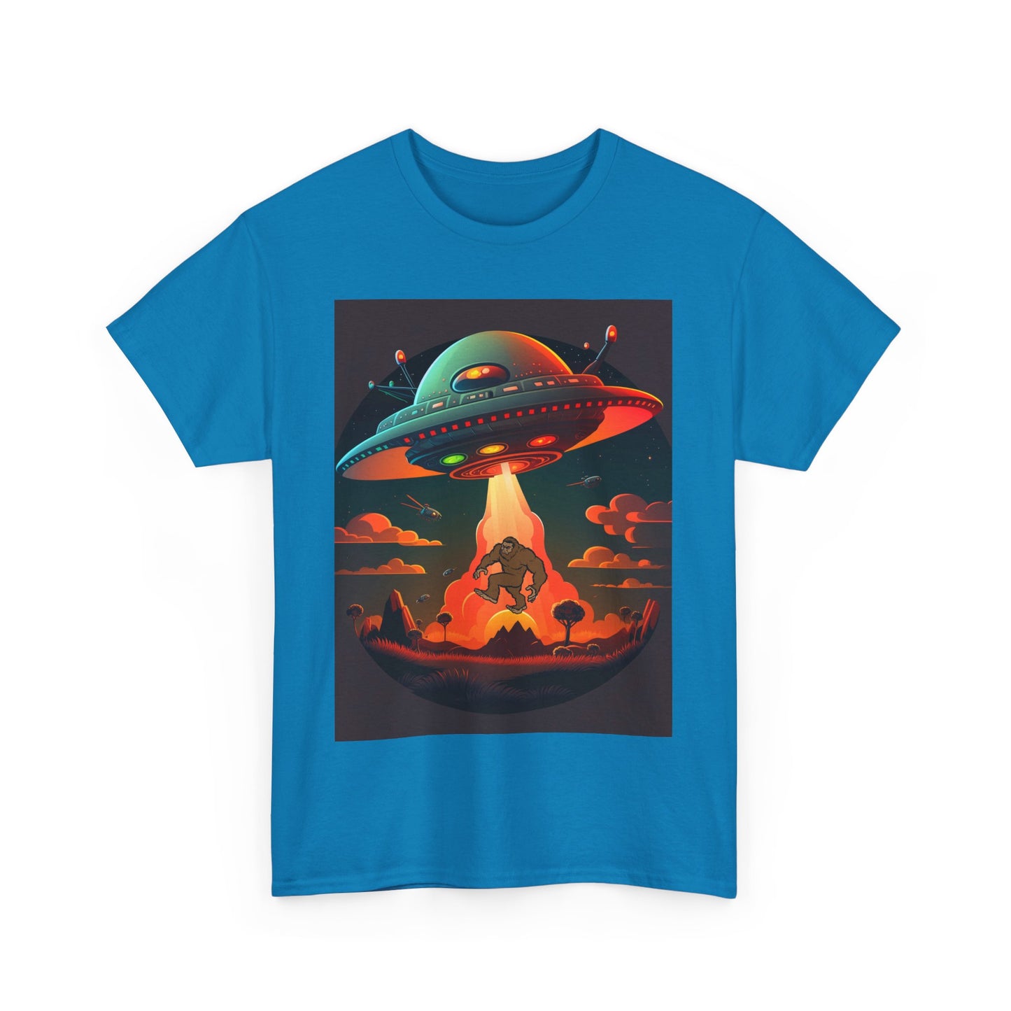 UFO, Bigfoot, Unisex Heavy Cotton Tee, graphic design, t-shirt, t-shirts, tshirts, png