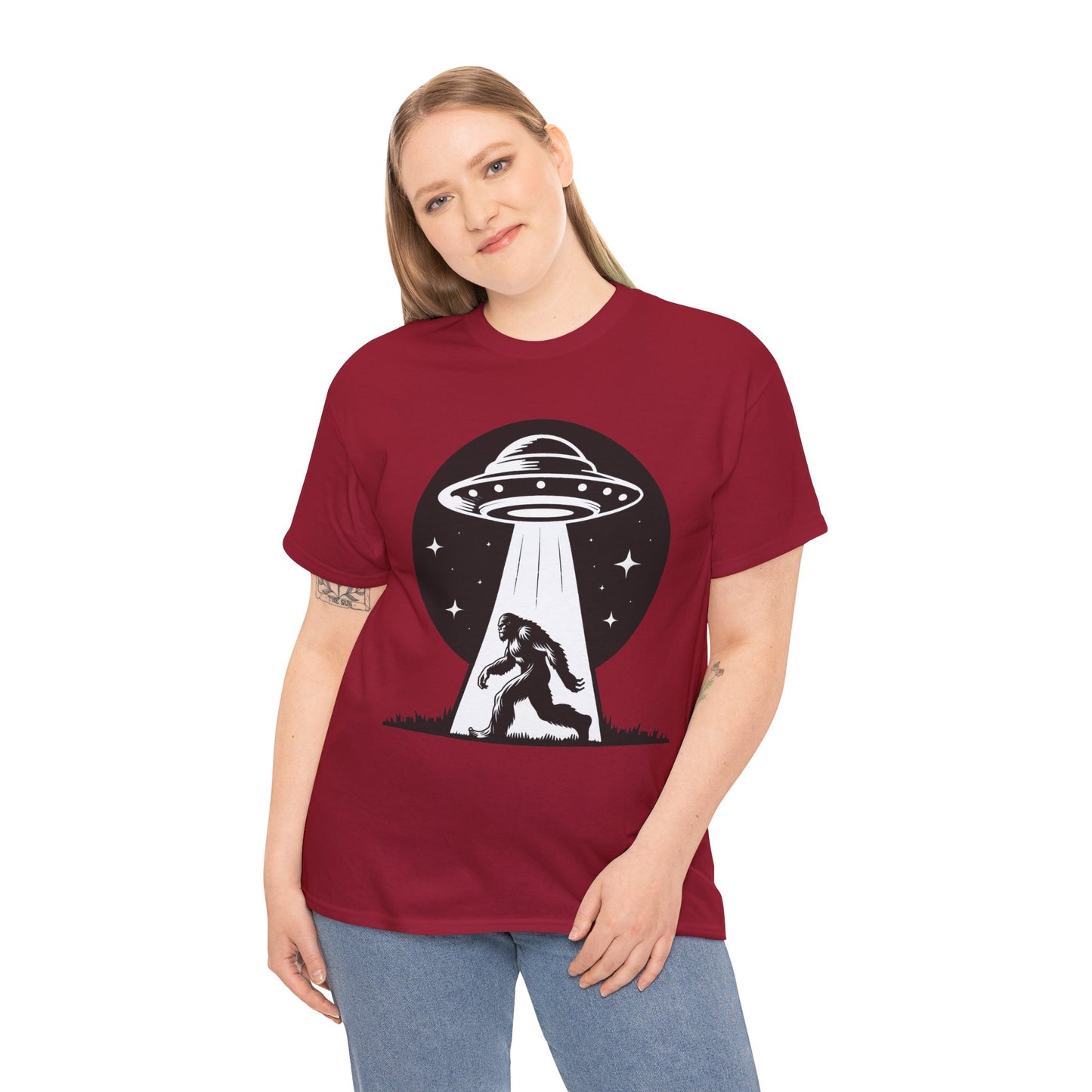 Beam Bigfoot up, UFO, Unisex Heavy Cotton Tee, Graphic Design, png