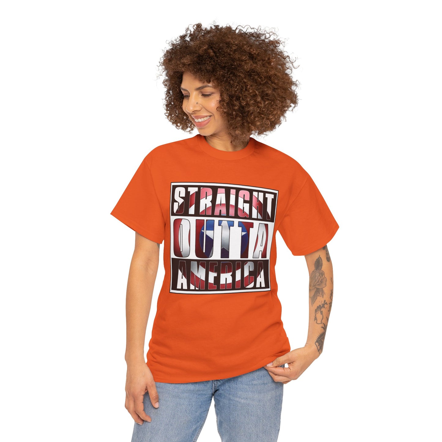 Straight Outta America, Captain America, Marvel, Unisex Heavy Cotton Tee, Graphic Design, t-shirt, t-shirts, png