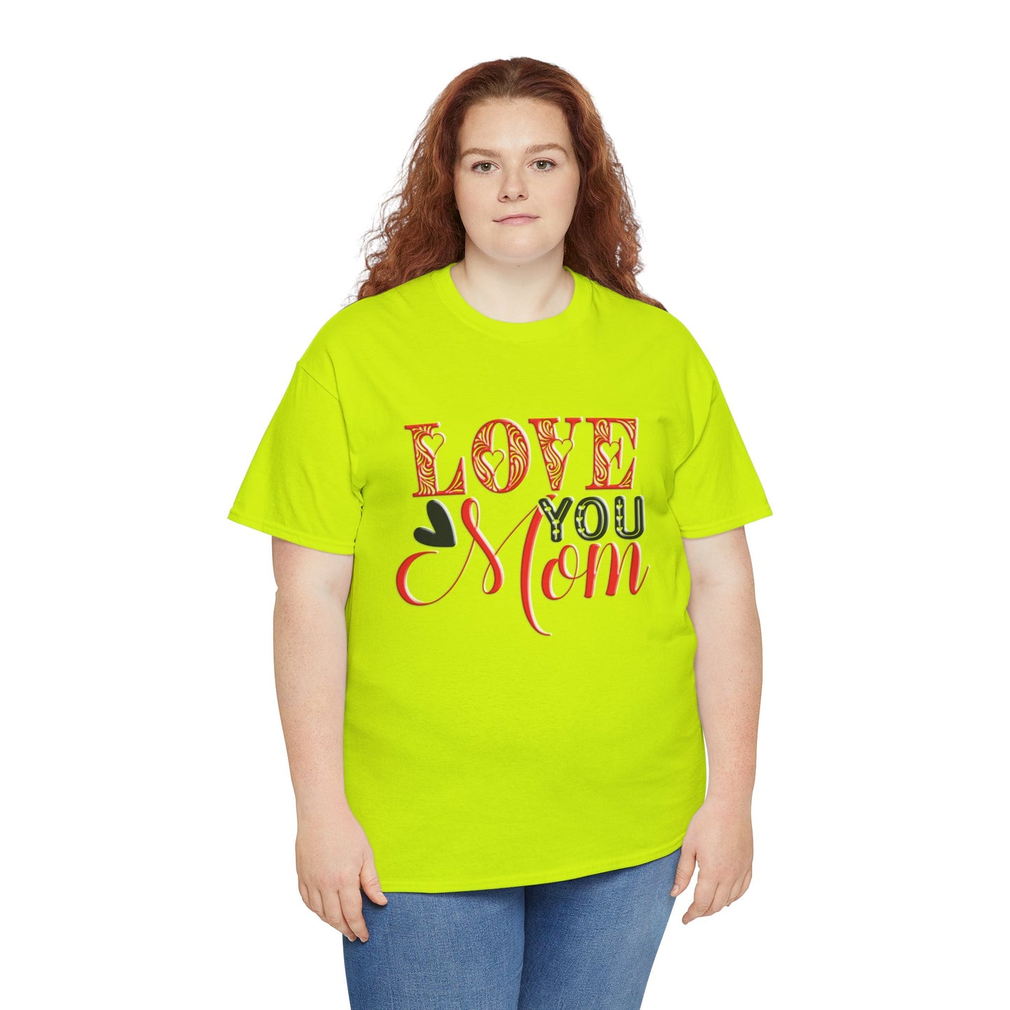 Love You Mom, Unisex Heavy Cotton Tee, Mother's Day, holiday, mother, graphic design, png