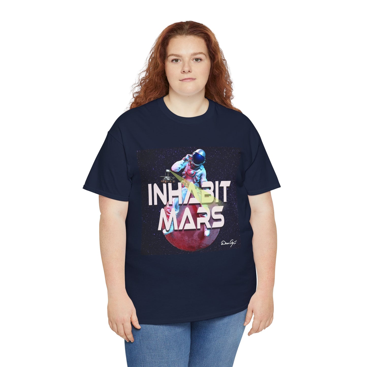 Inhabit Mars, Unisex Heavy Cotton Tee, Space, SpaceX, Universe, UFO, multiverse, graphic design, png