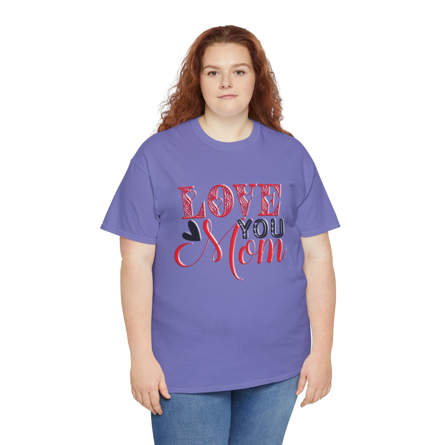 Love You Mom, Unisex Heavy Cotton Tee, Mother's Day, holiday, mother, graphic design, png