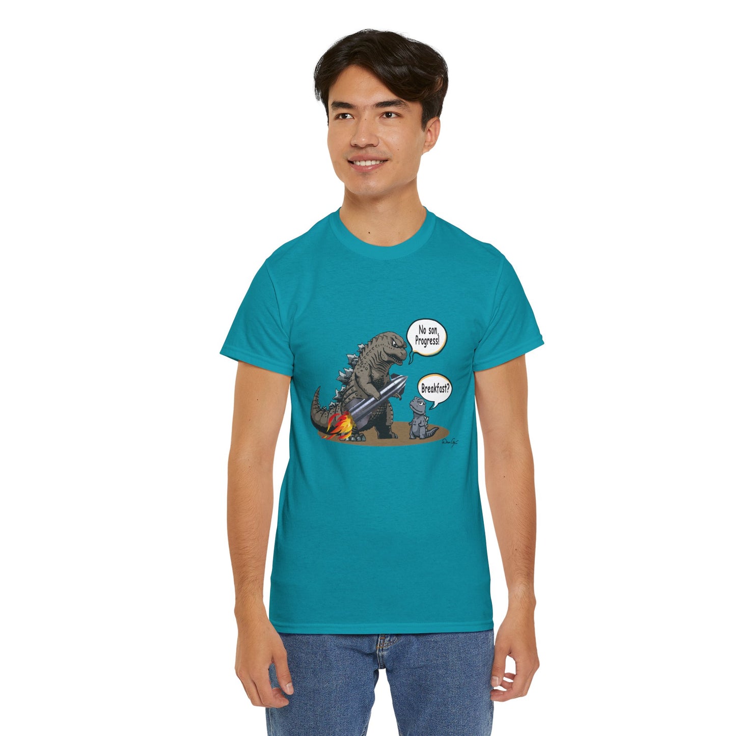 Godzilla, Son and SpaceX, Unisex Heavy Cotton Tee, print design, t-shirt, t-shirts, t-shirts, png, funny, cartoons, tee