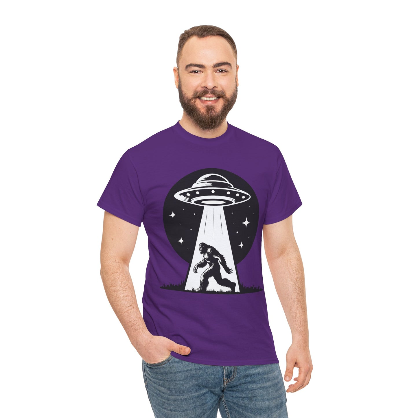 Beam Bigfoot up, UFO, Unisex Heavy Cotton Tee, Graphic Design, png