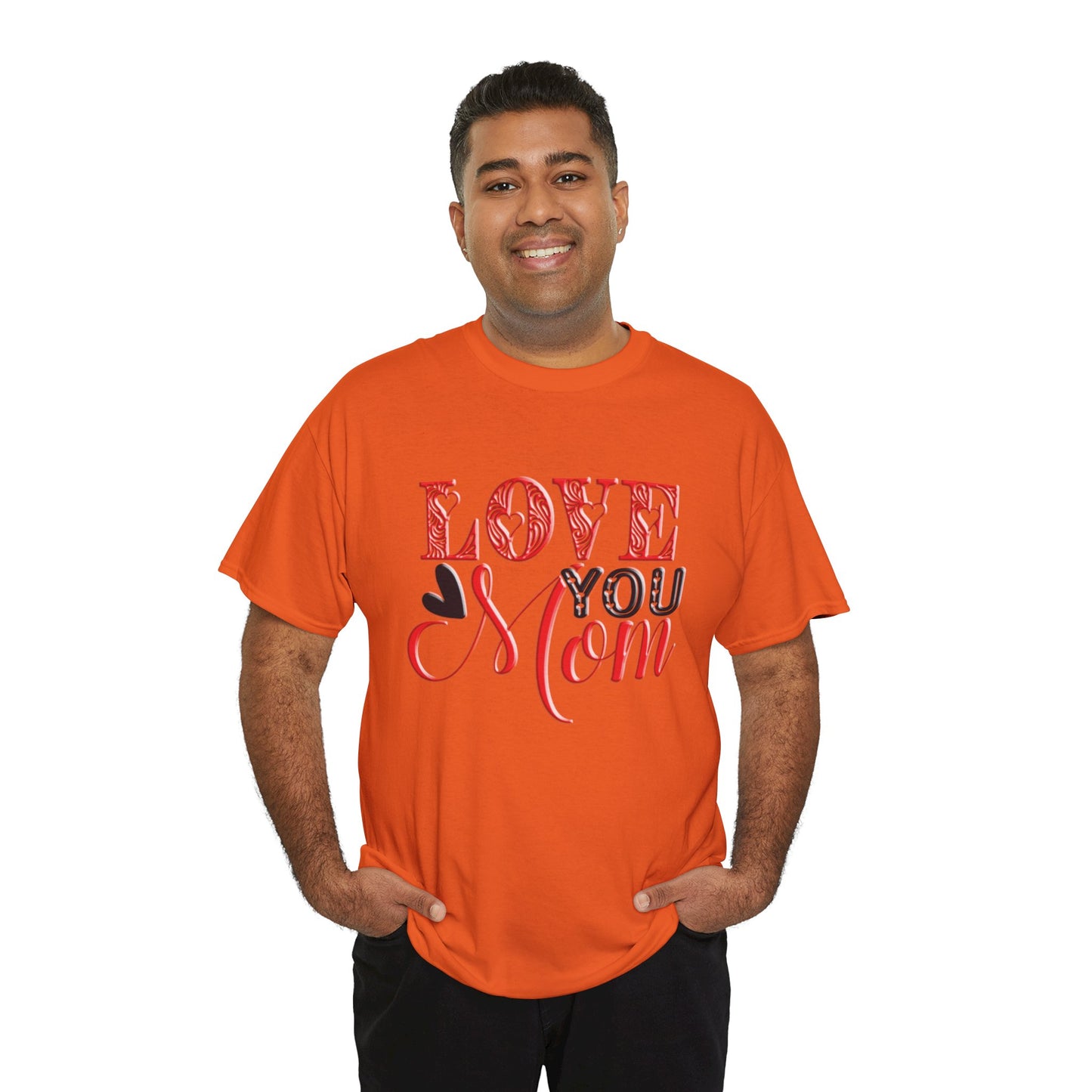 Love You Mom, Unisex Heavy Cotton Tee, Mother's Day, holiday, mother, graphic design, png