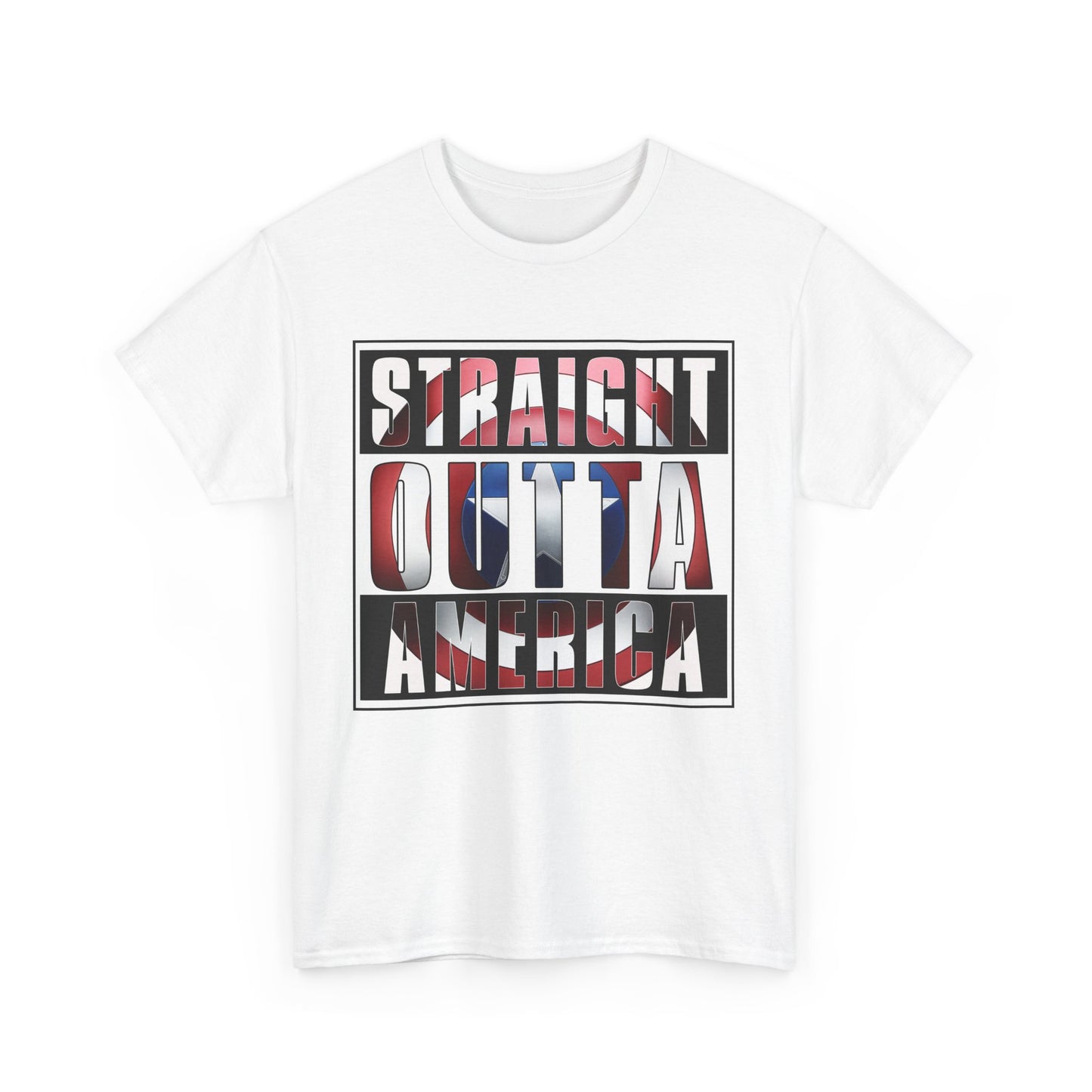 Straight Outta America, Captain America, Marvel, Unisex Heavy Cotton Tee, Graphic Design, t-shirt, t-shirts, png