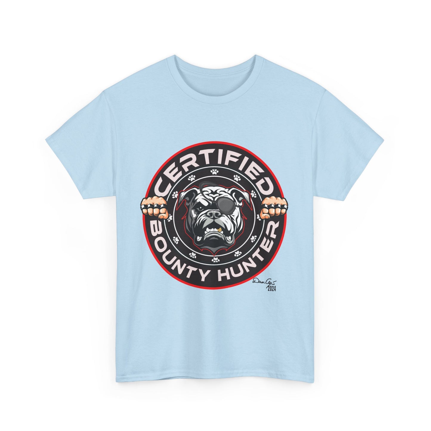 Certified Bounty Hunter, Unisex Heavy Cotton Tee, comedy, bulldog, print design, png