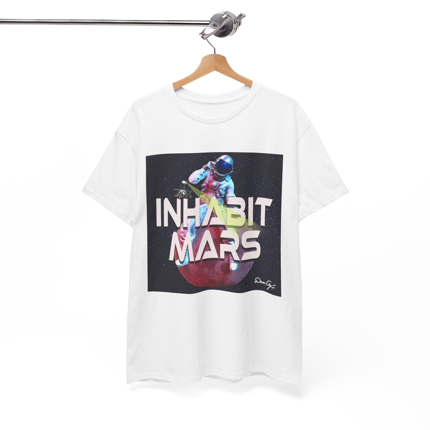 Inhabit Mars, Unisex Heavy Cotton Tee, Space, SpaceX, Universe, UFO, multiverse, graphic design, png