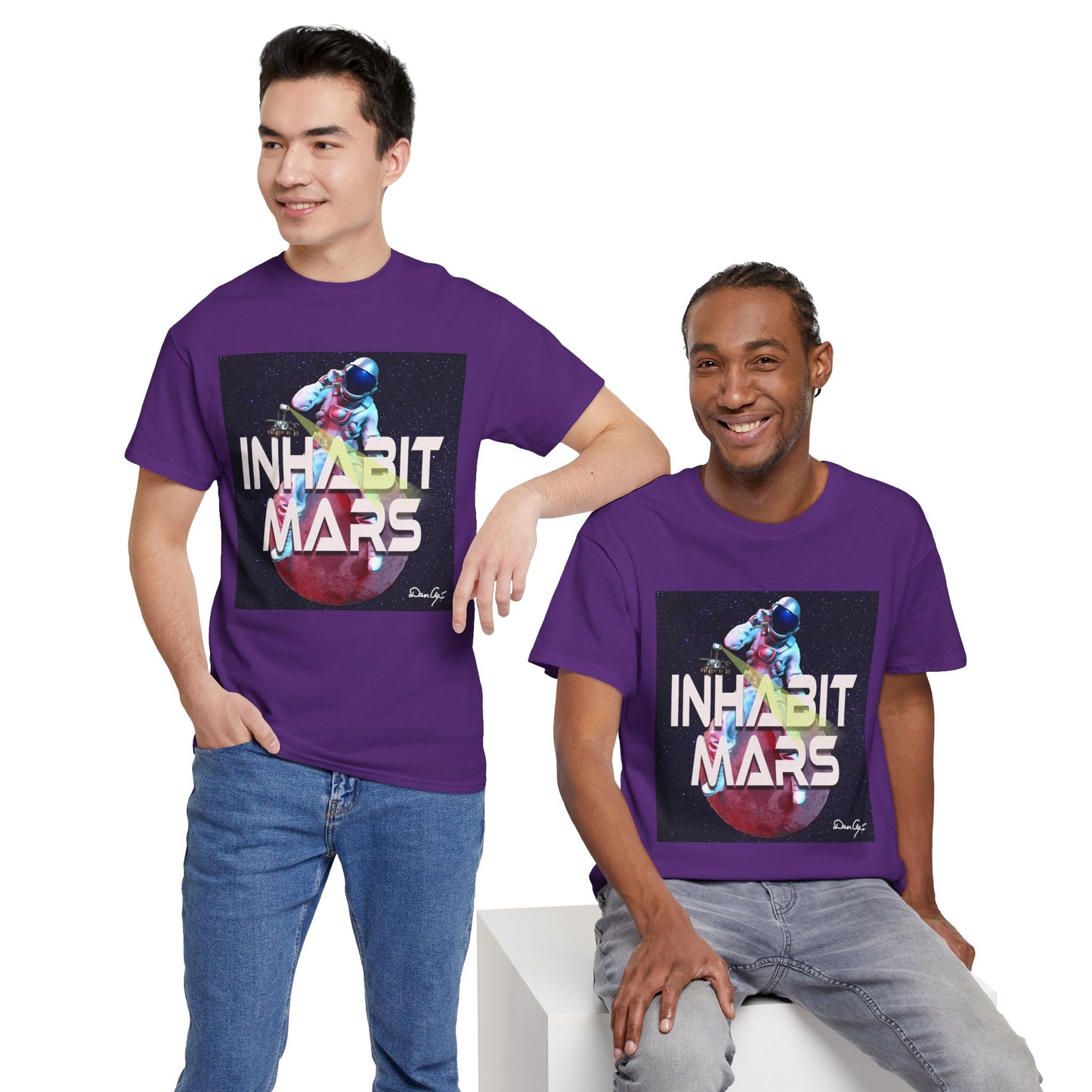 Inhabit Mars, Unisex Heavy Cotton Tee, Space, SpaceX, Universe, UFO, multiverse, graphic design, png