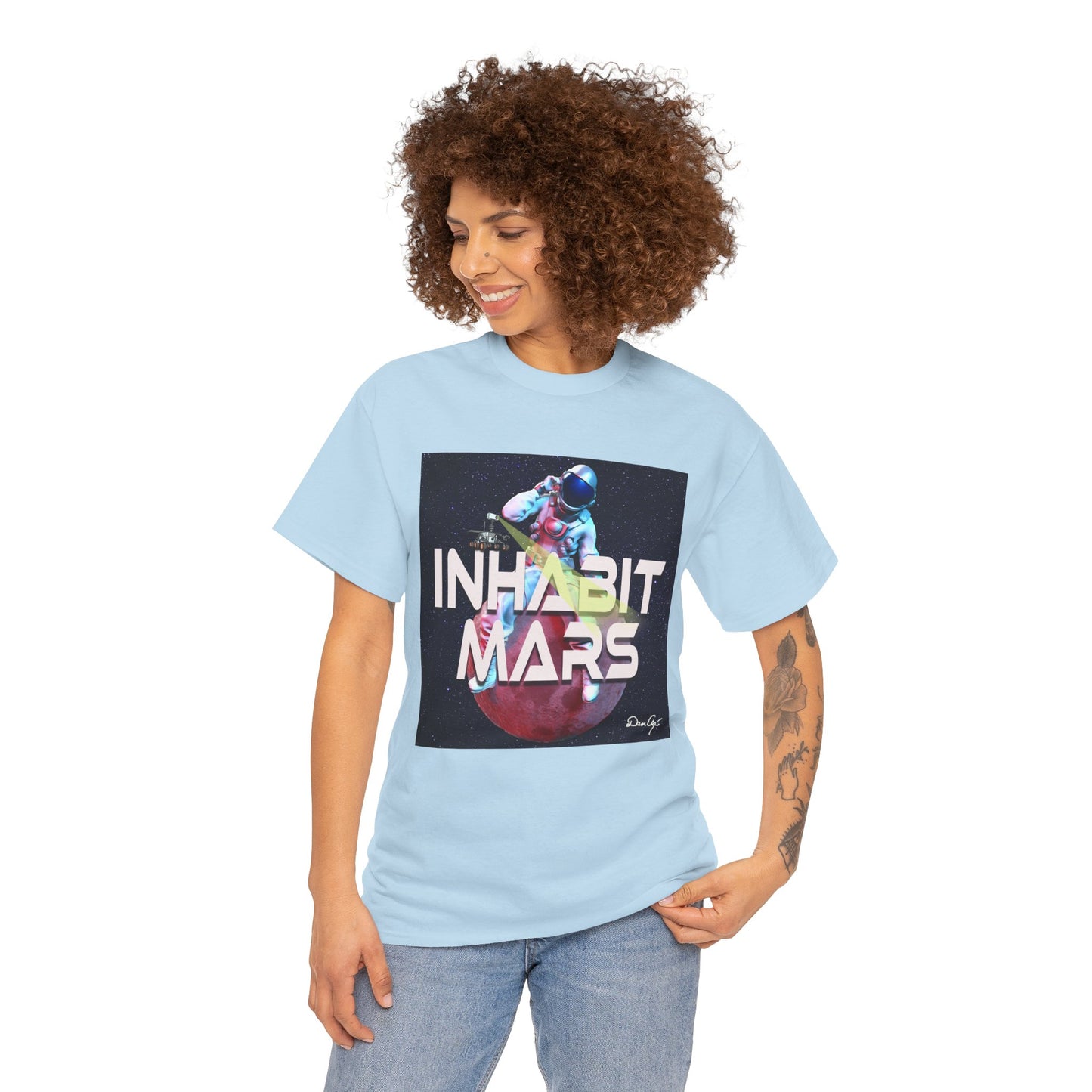 Inhabit Mars, Unisex Heavy Cotton Tee, Space, SpaceX, Universe, UFO, multiverse, graphic design, png