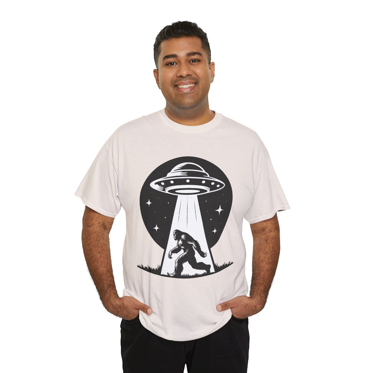 Beam Bigfoot up, UFO, Unisex Heavy Cotton Tee, Graphic Design, png