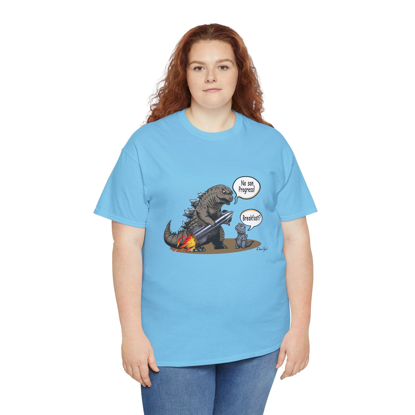 Godzilla, Son and SpaceX, Unisex Heavy Cotton Tee, print design, t-shirt, t-shirts, t-shirts, png, funny, cartoons, tee