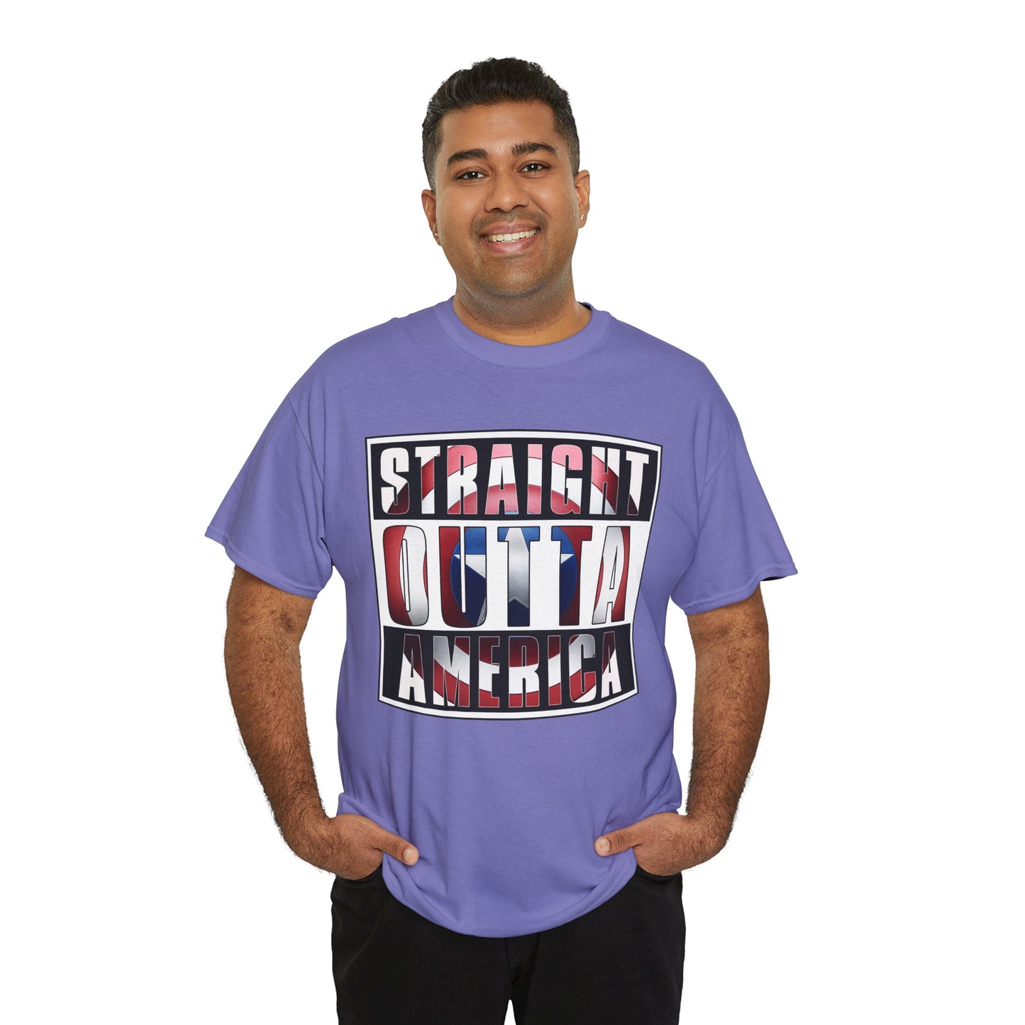 Straight Outta America, Captain America, Marvel, Unisex Heavy Cotton Tee, Graphic Design, t-shirt, t-shirts, png