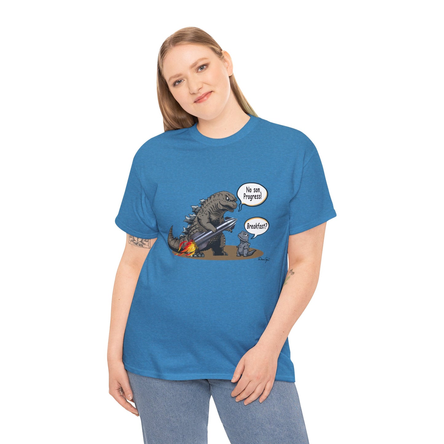 Godzilla, Son and SpaceX, Unisex Heavy Cotton Tee, print design, t-shirt, t-shirts, t-shirts, png, funny, cartoons, tee