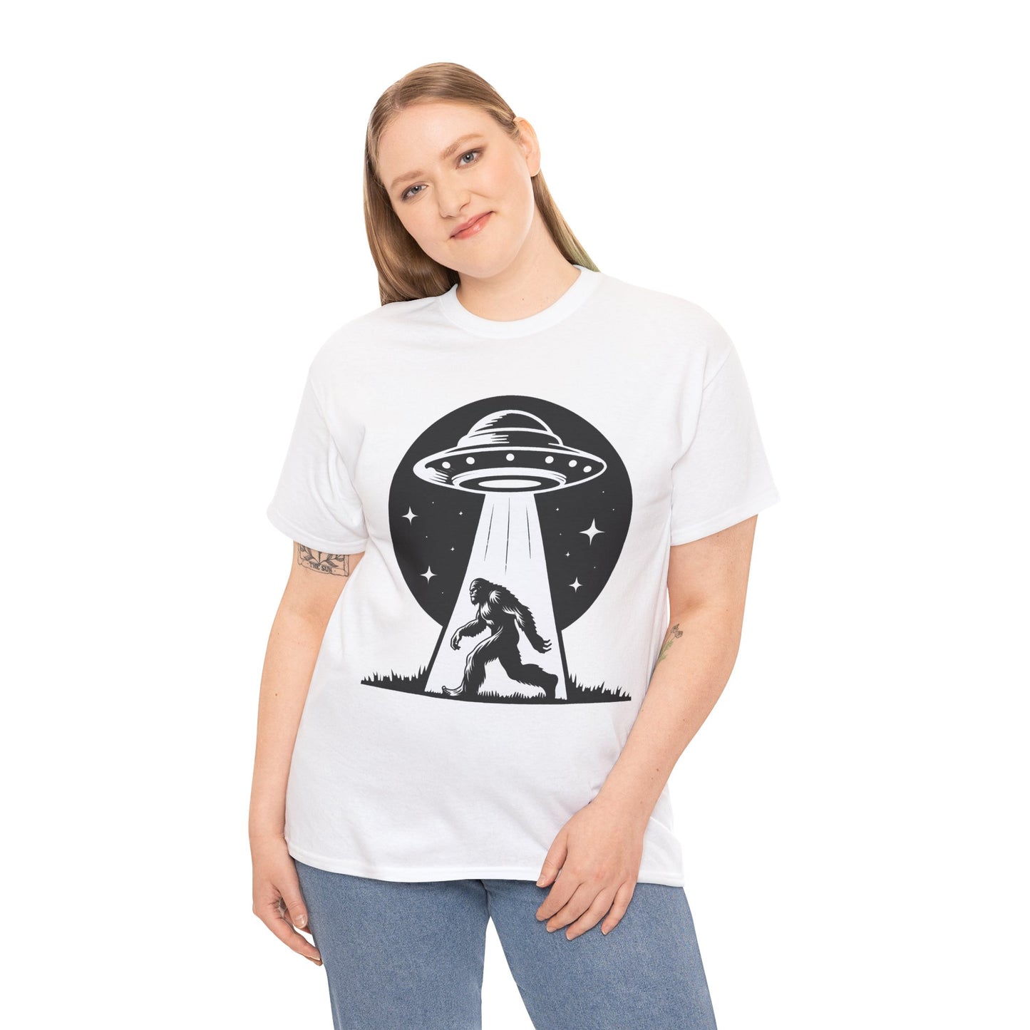 Beam Bigfoot up, UFO, Unisex Heavy Cotton Tee, Graphic Design, png