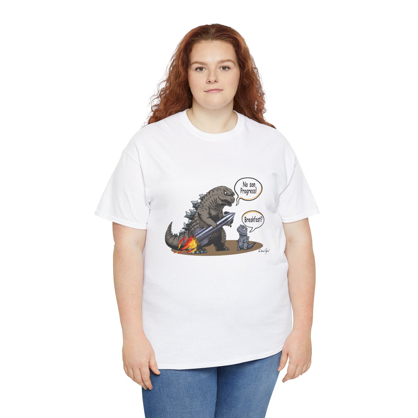 Godzilla, Son and SpaceX, Unisex Heavy Cotton Tee, print design, t-shirt, t-shirts, t-shirts, png, funny, cartoons, tee