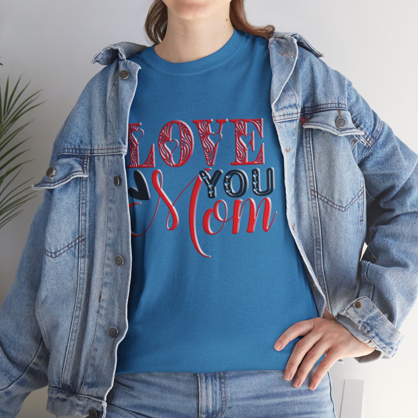 Love You Mom, Unisex Heavy Cotton Tee, Mother's Day, holiday, mother, graphic design, png