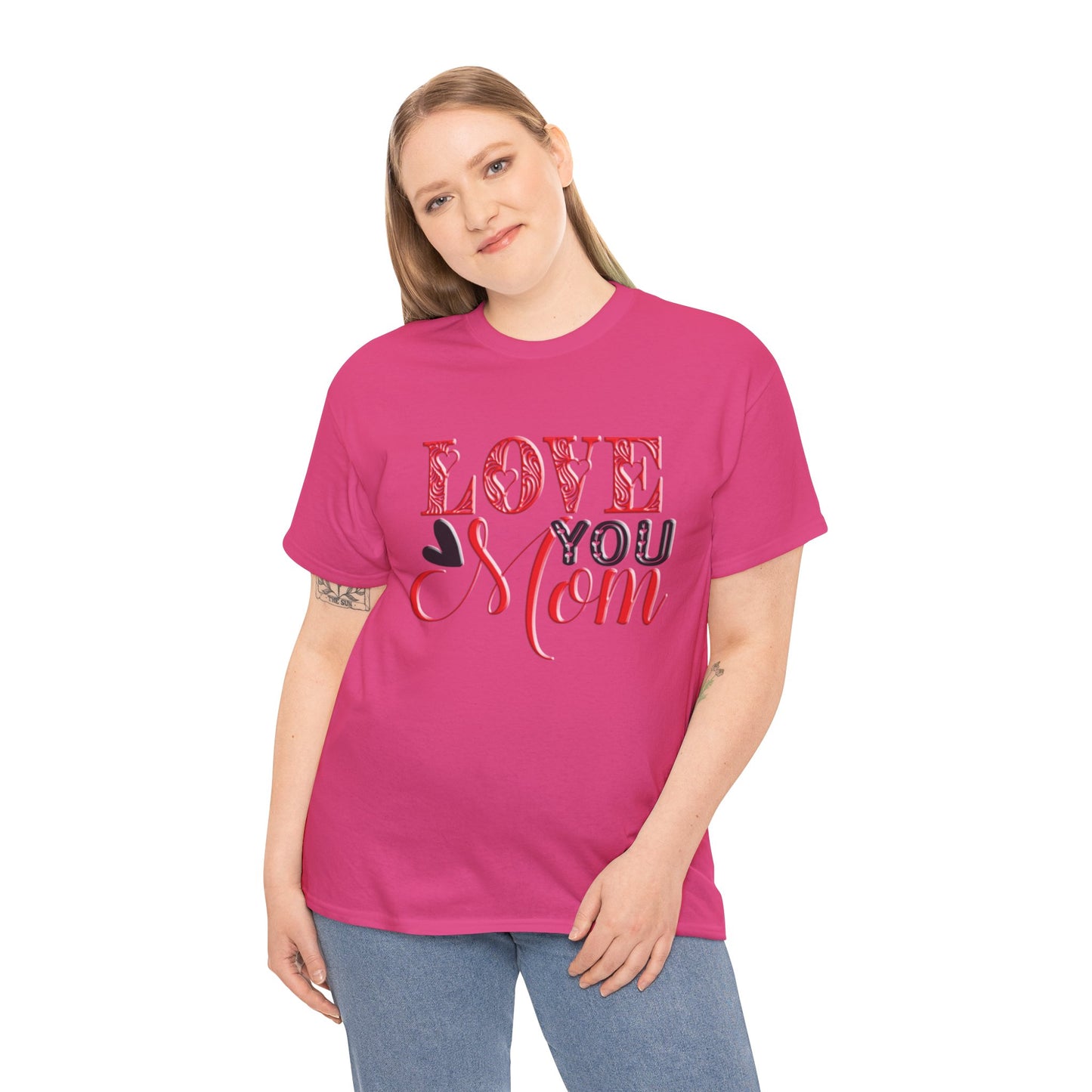 Love You Mom, Unisex Heavy Cotton Tee, Mother's Day, holiday, mother, graphic design, png